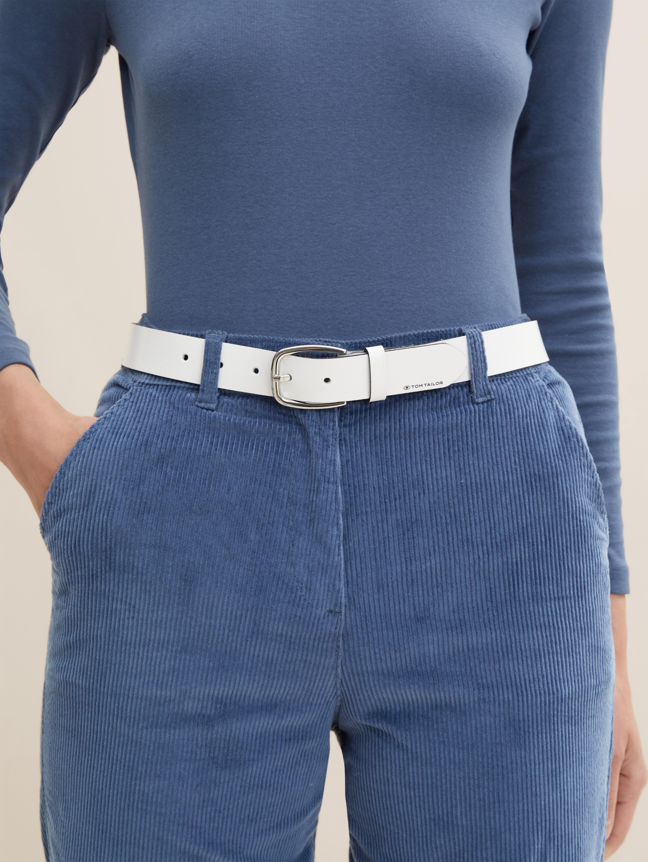 Klassischer Ledergürtel - white uni