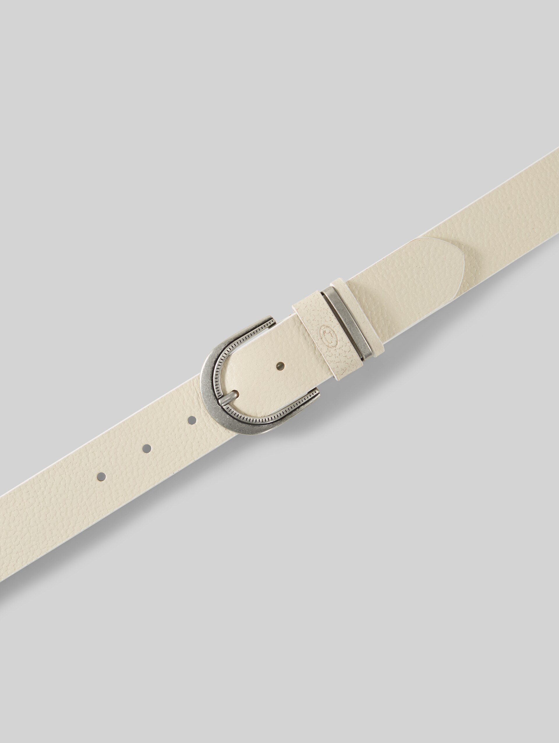 TTSANDRA leather belt with rounded pin buckle - ecru uni - Product view from top 