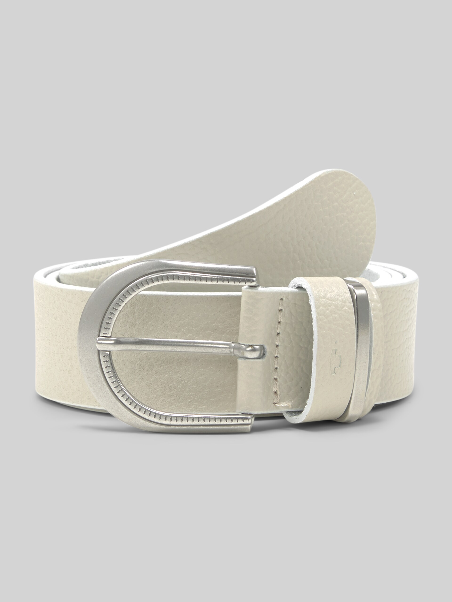 TTSANDRA leather belt with rounded pin buckle - ecru uni - Front product view