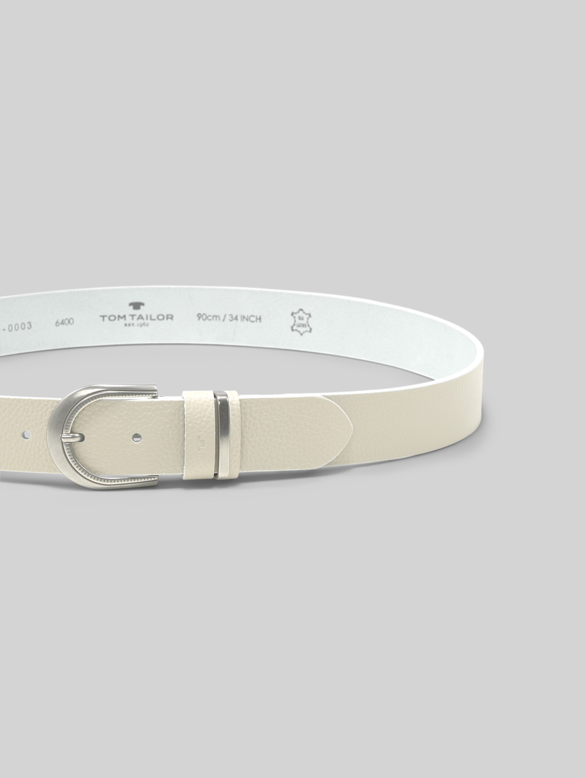 TTSANDRA leather belt with rounded pin buckle - ecru uni - Product view from top 