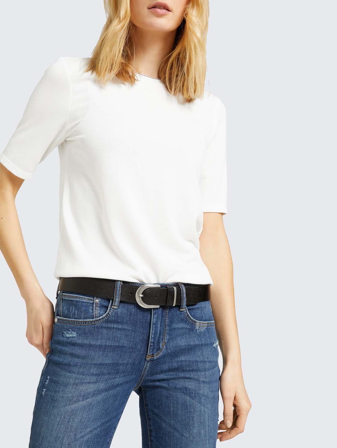 TTSANDRA Ledergürtel mit abgerundeter Dornschließe - black uni