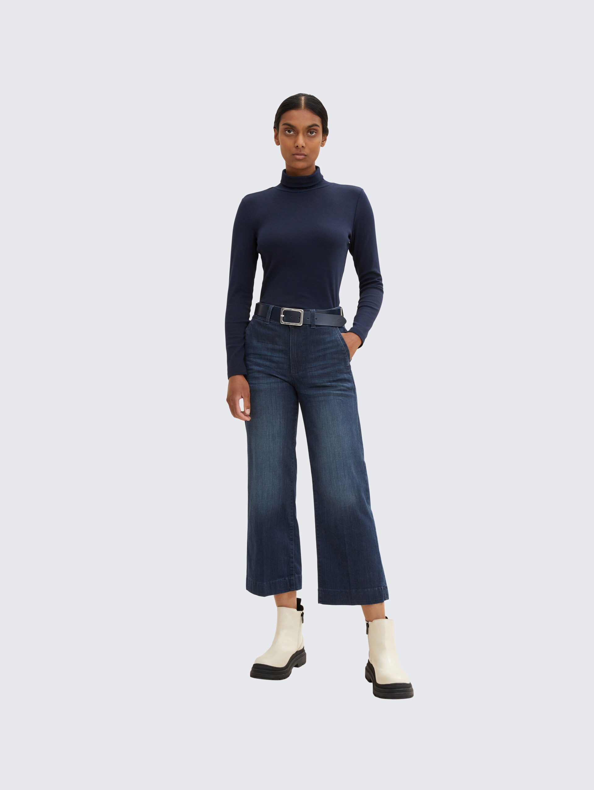 TTEVE Ledergürtel mit abgerundeter Dornschließe - navy uni