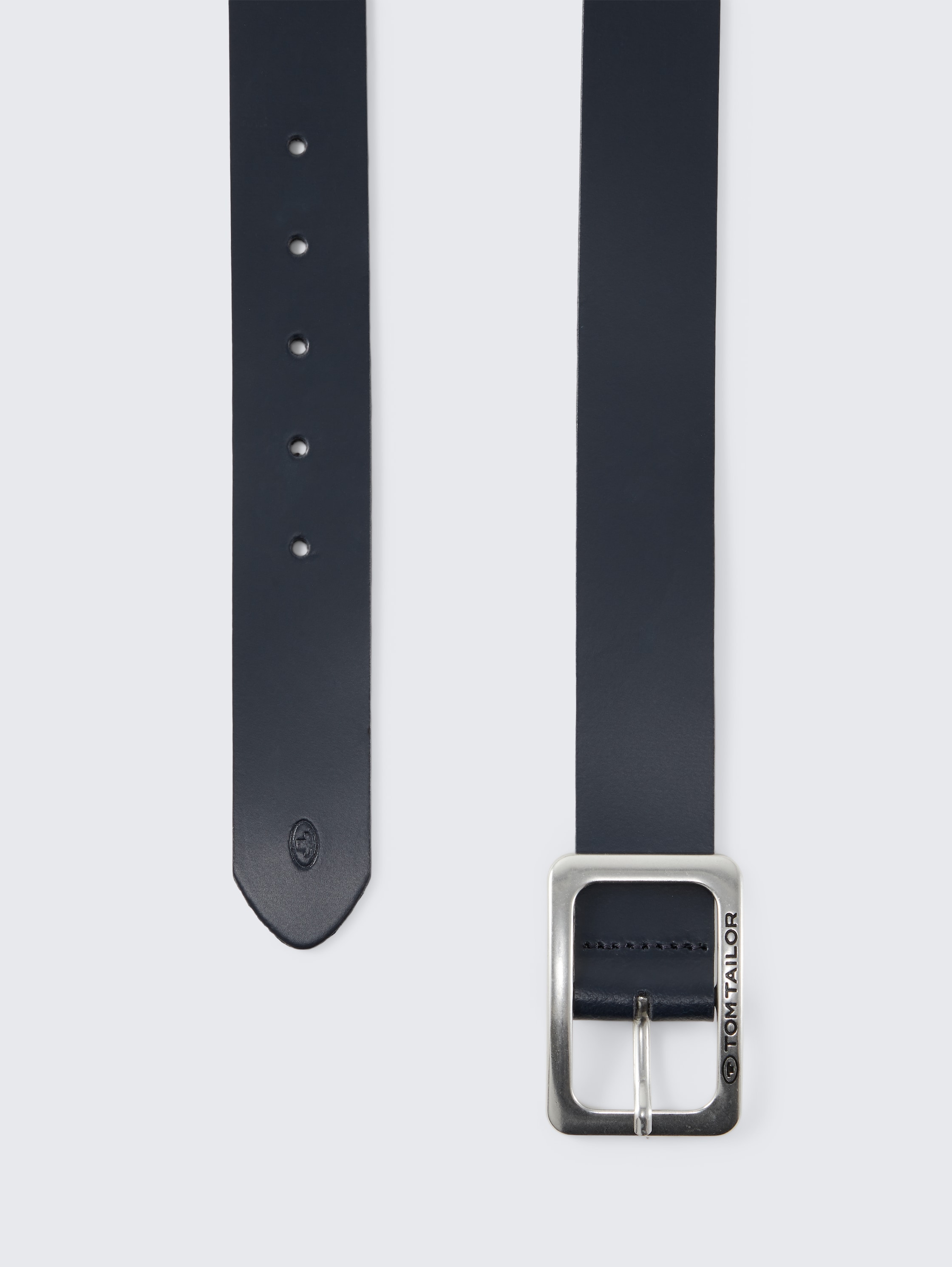 TTEVE leren riem met vierkante gesp - navy_uni -