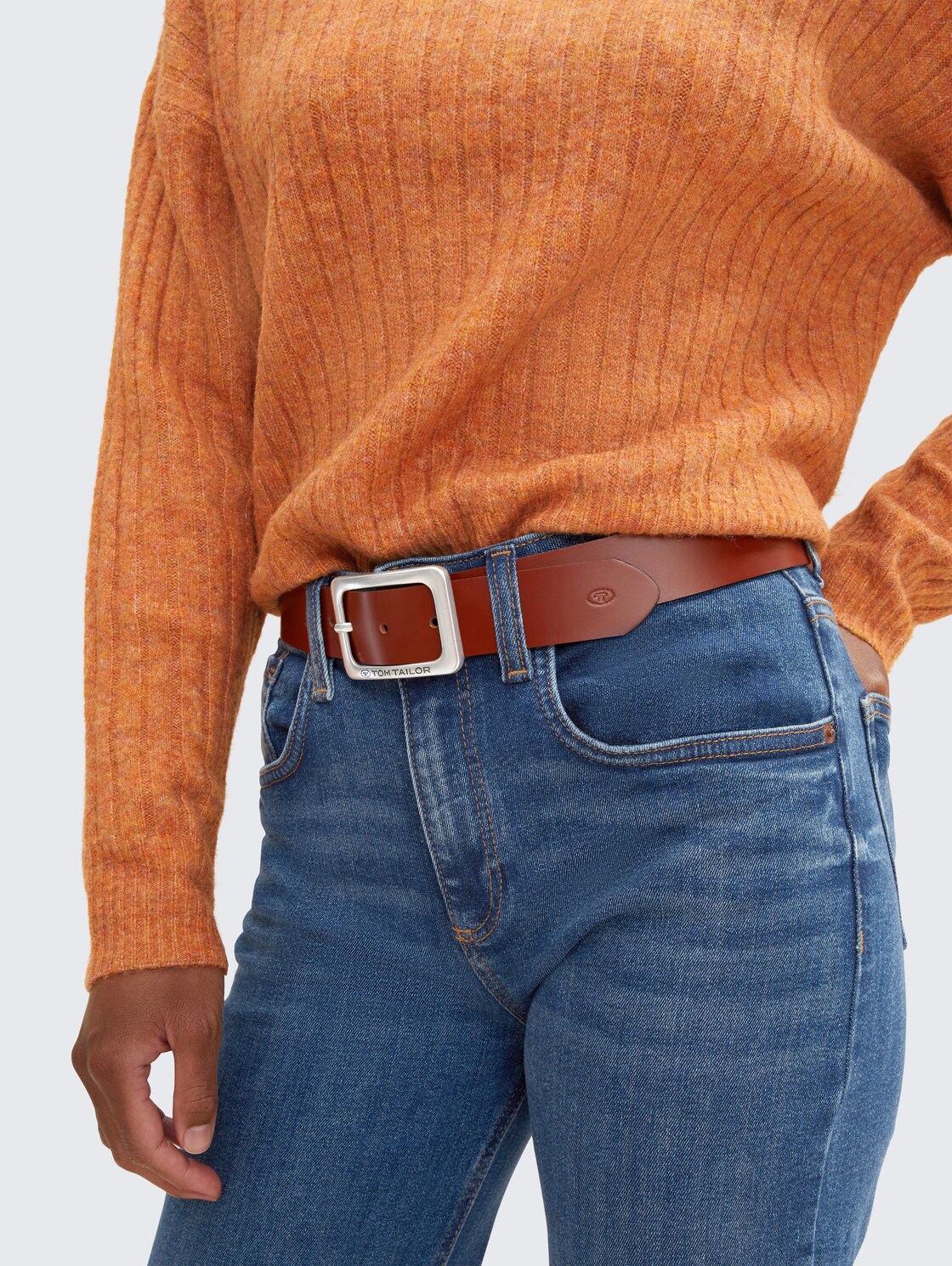 TTEVE Ledergürtel mit abgerundeter Dornschließe - light brown uni