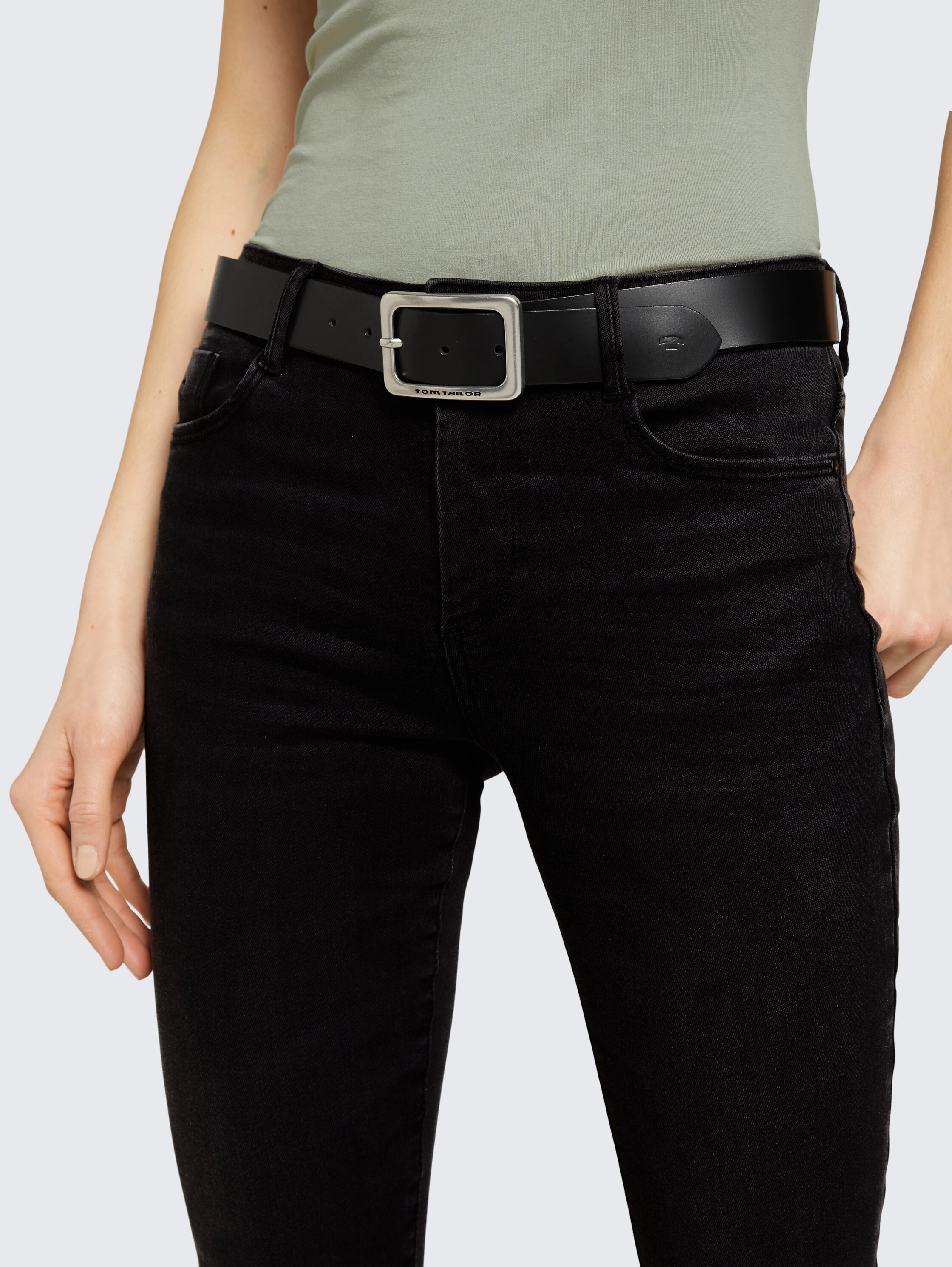 TTEVE Ledergürtel mit abgerundeter Dornschließe von Women, black uni