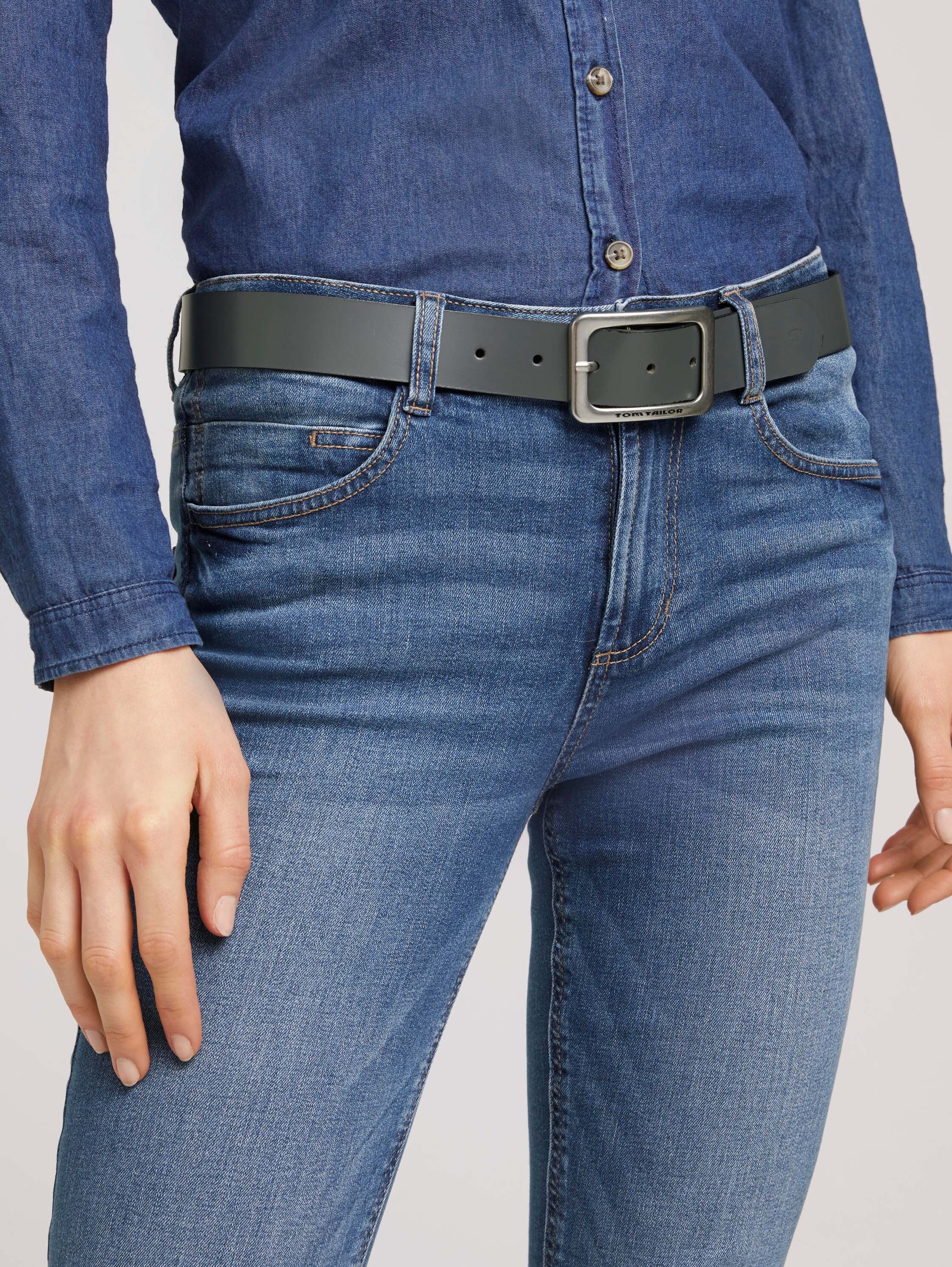 TTEVE Ledergürtel mit abgerundeter Dornschließe - grey_uni - 