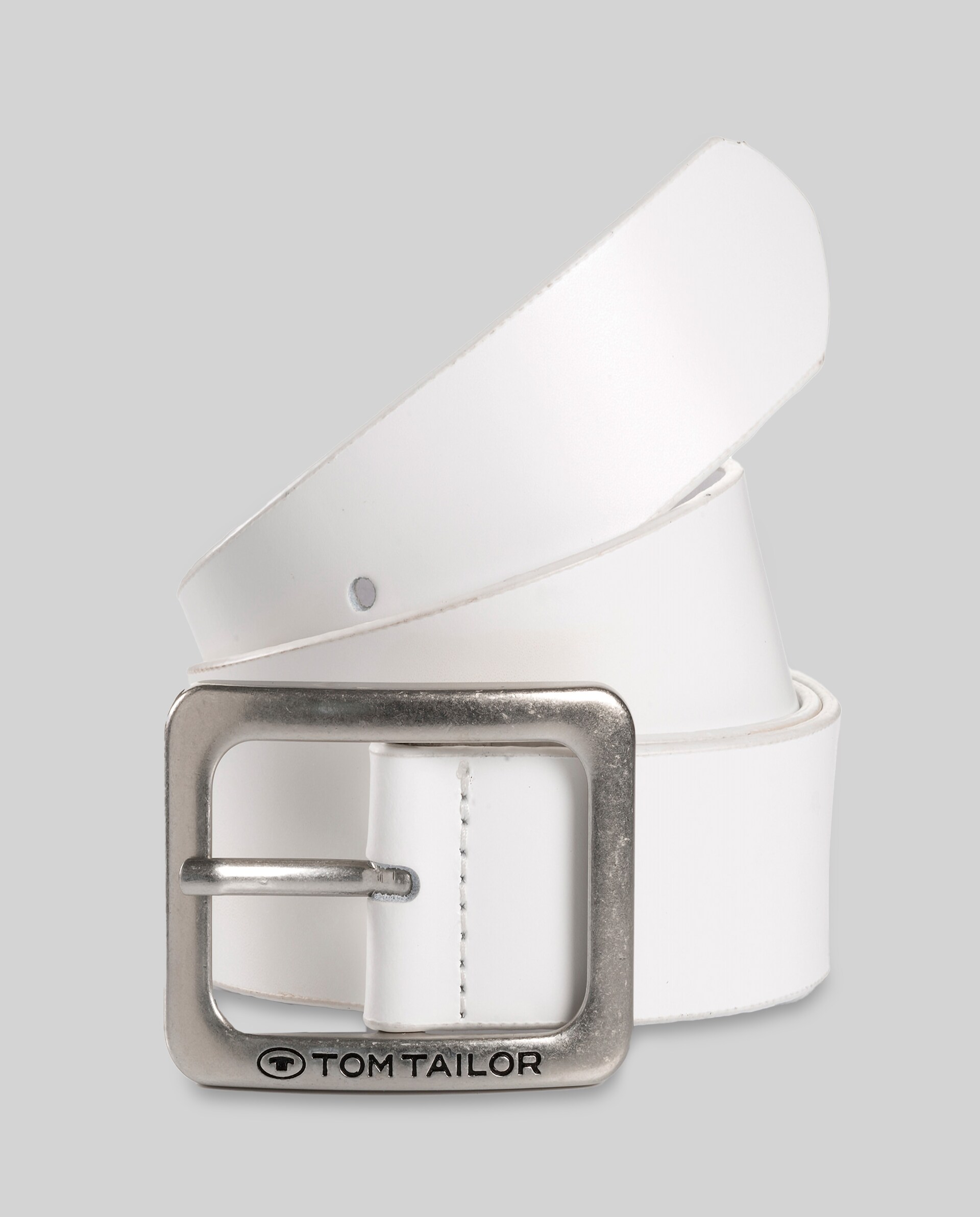 TTEVE leather belt with square pin buckle - white uni - Front product view