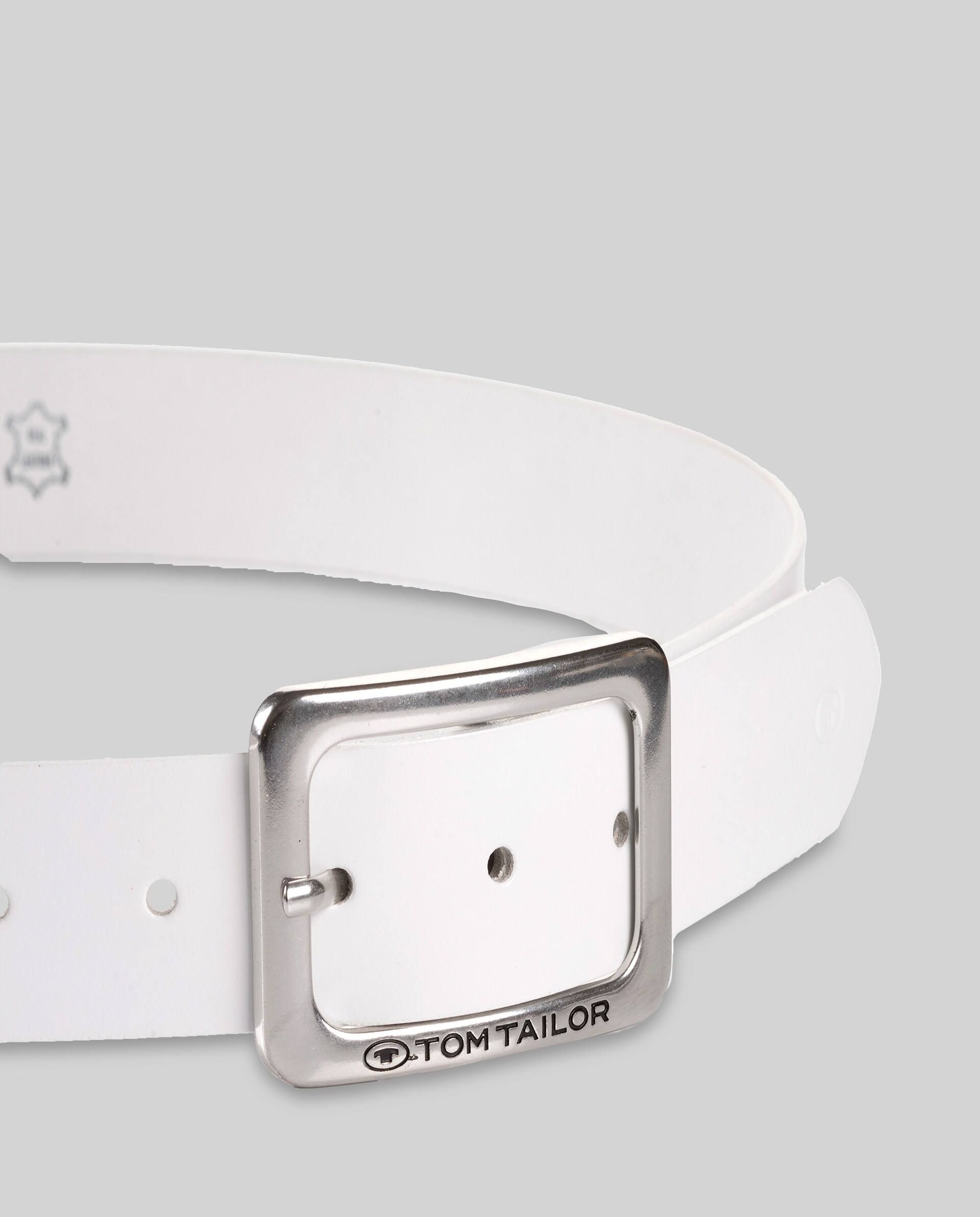 TTEVE leather belt with square pin buckle - white uni - Product view from top 
