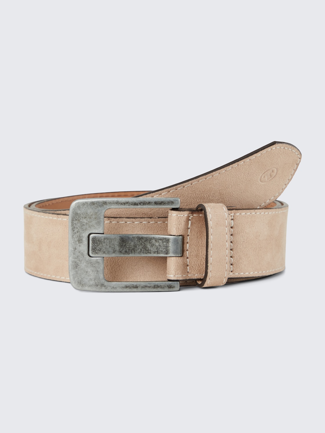 TTLUCY Velourledergürtel mit eckiger Dornschließe - taupe uni - Vorder-Produkt-Ansicht