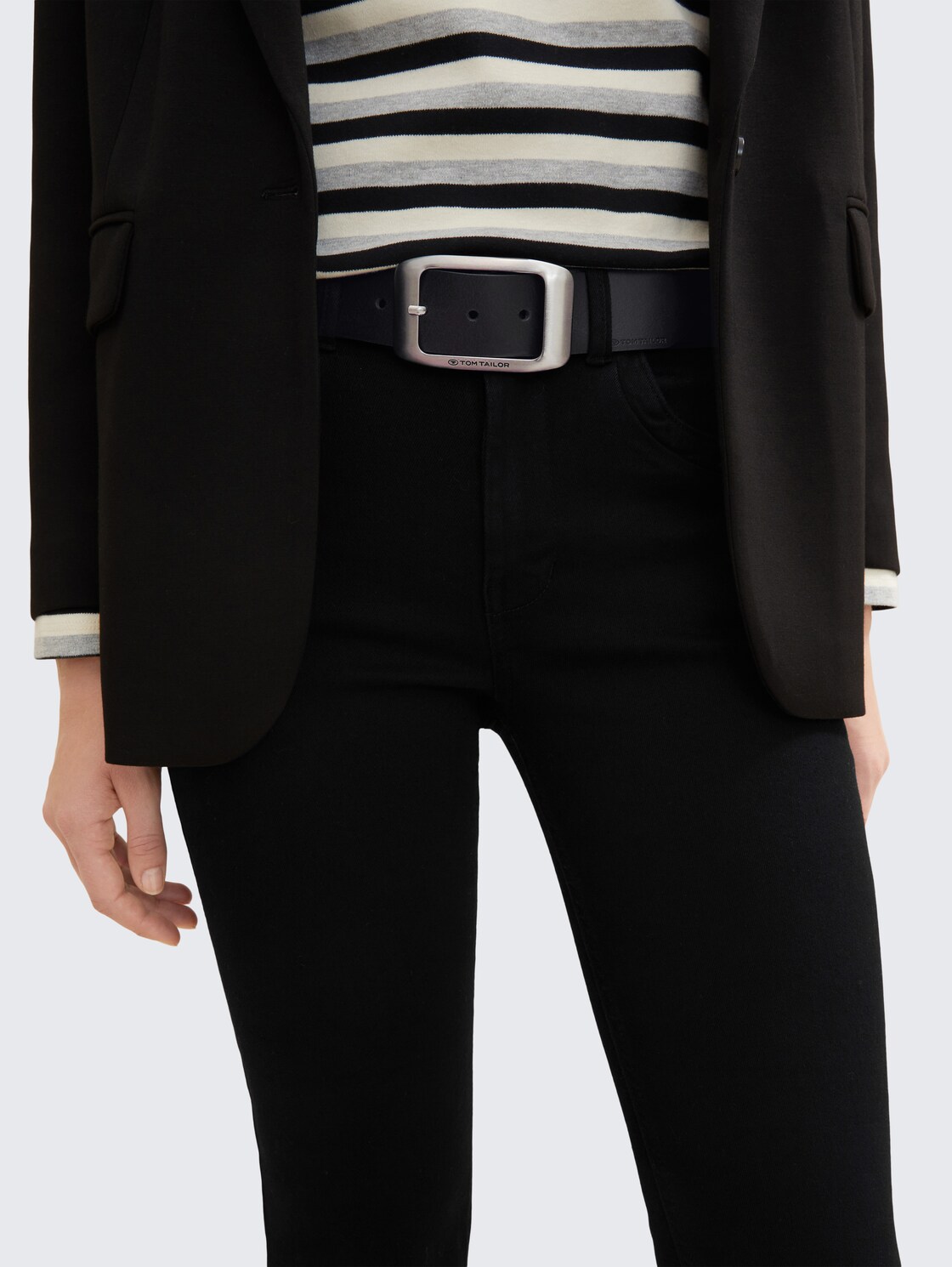 TTAMY Ledergürtel mit eckiger Dornschließe - navy uni