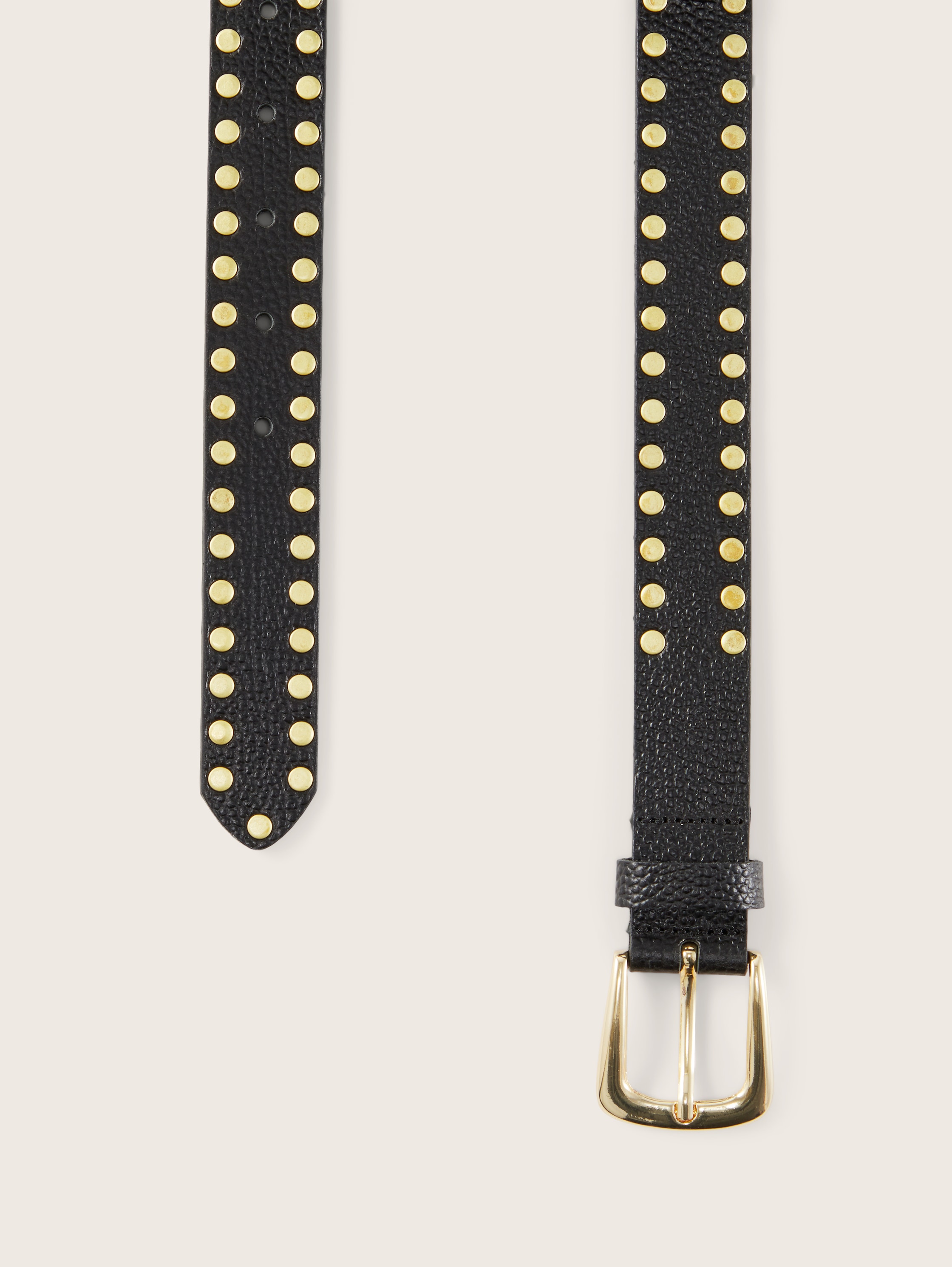 Ledergürtel mit Nieten - black uni - Produkt-Ansicht von oben 