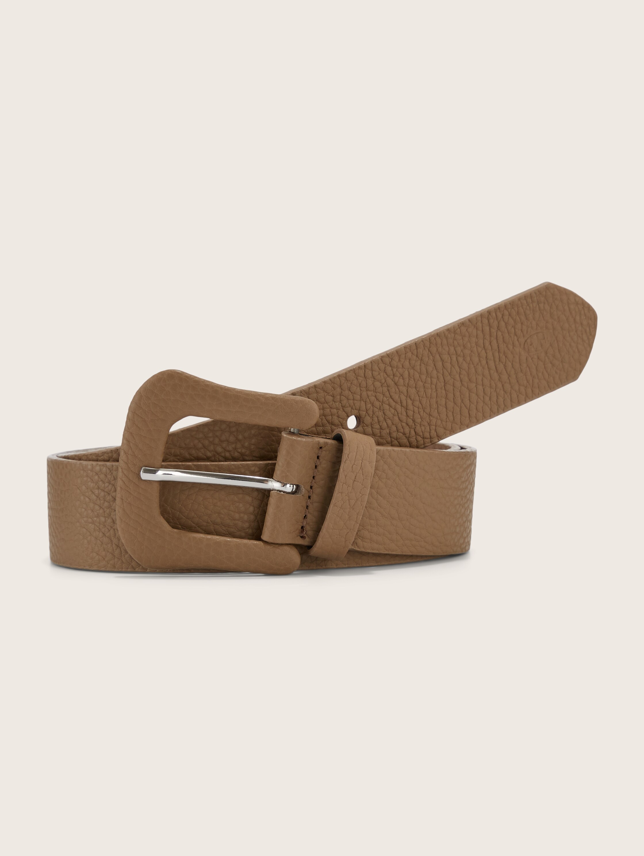 Ledergürtel mit Eindornschließe - beige - 