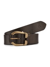 Geselecteerd, Leren riem met ronde gesp door Tom Tailor, bruin