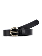 Geselecteerd, TTJASMIN smalle leren riem met ronde gesp door Tom Tailor, blauw