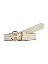 Geselecteerd, TTJASMIN smalle leren riem met ronde gesp door Tom Tailor, beige
