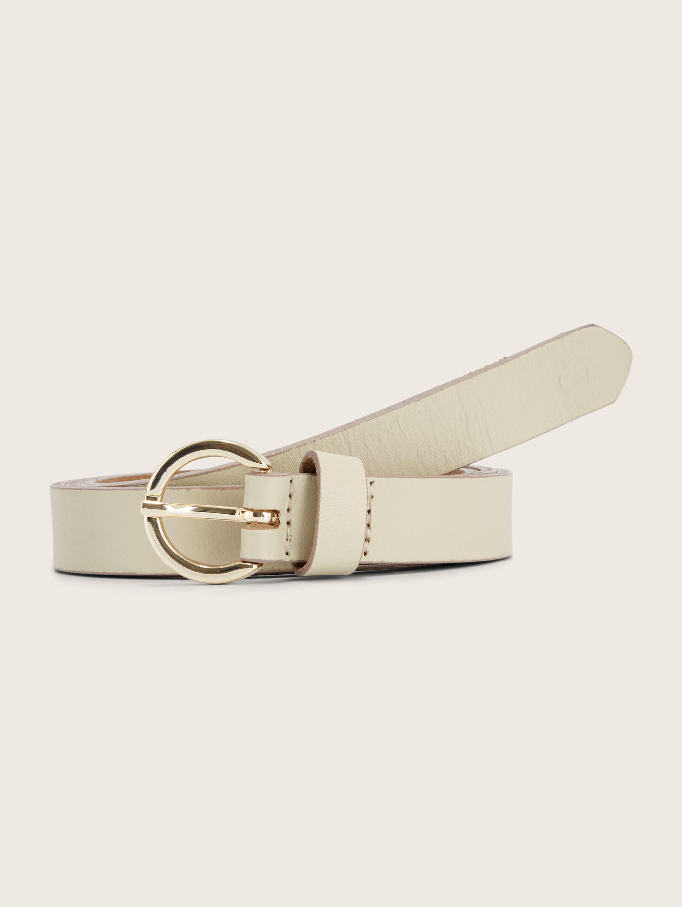 TTJASMIN narrow leather belt with round pin buckle - ecru_uni - 