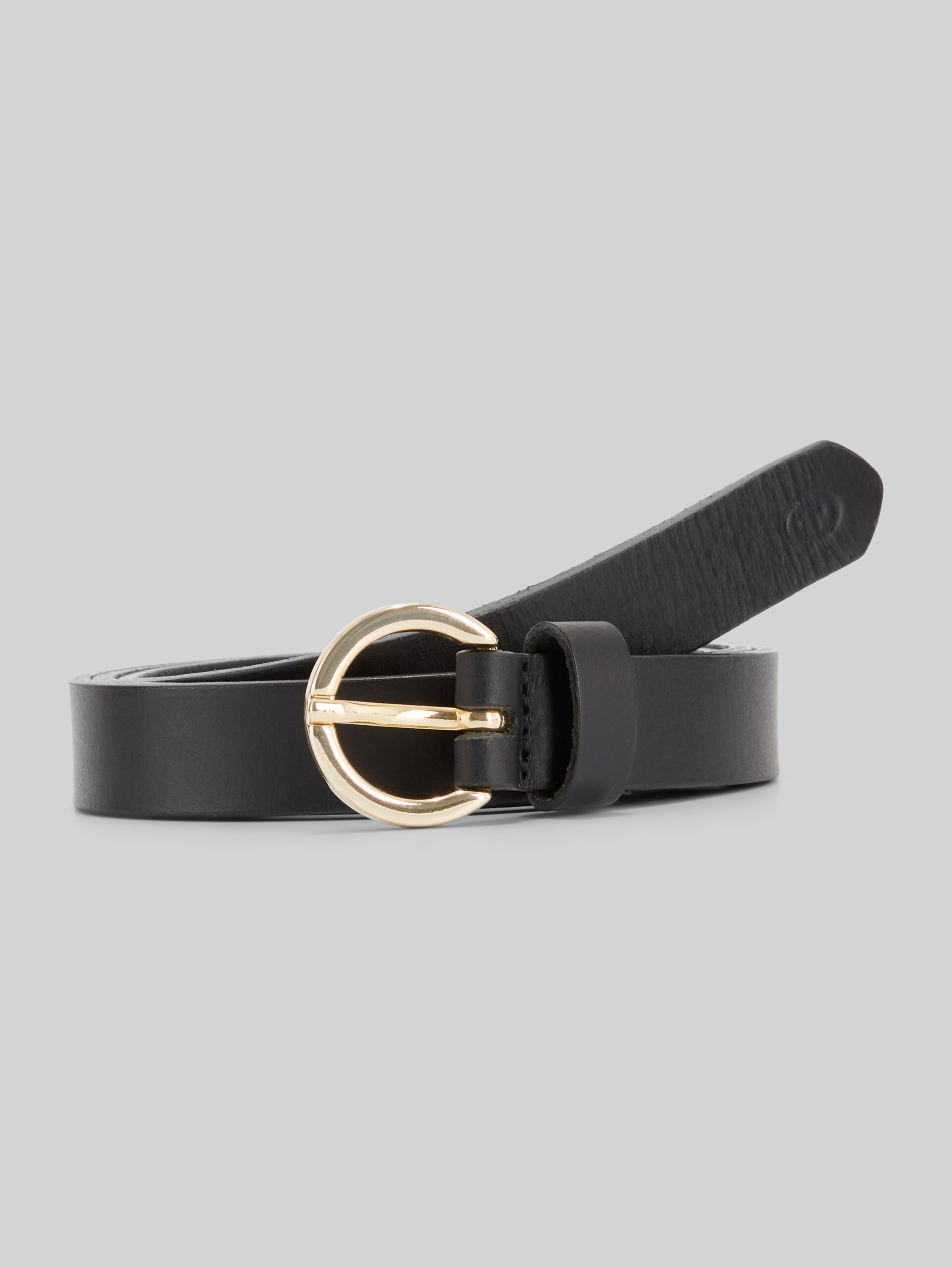 TTJASMIN smalle leren riem met ronde gesp - black uni - Product vooraanzicht