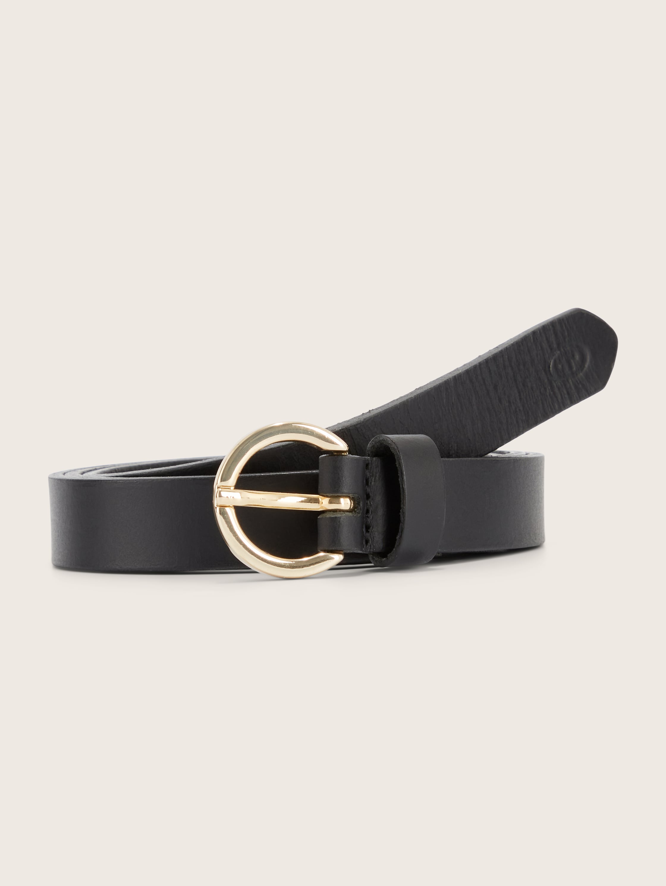 TTJASMIN smalle leren riem met ronde gesp - black_uni -