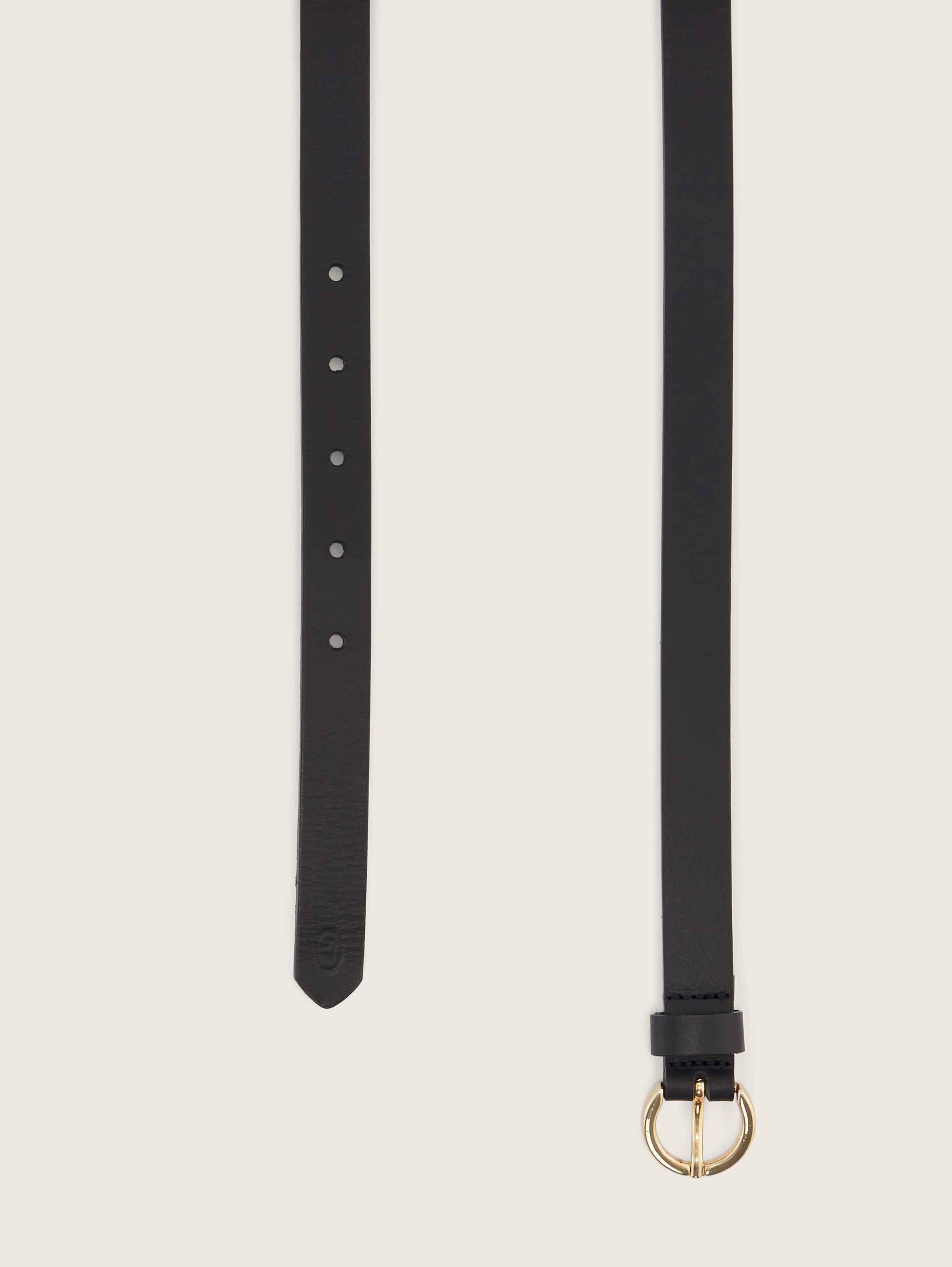 TTJASMIN smalle leren riem met ronde gesp - black_uni -