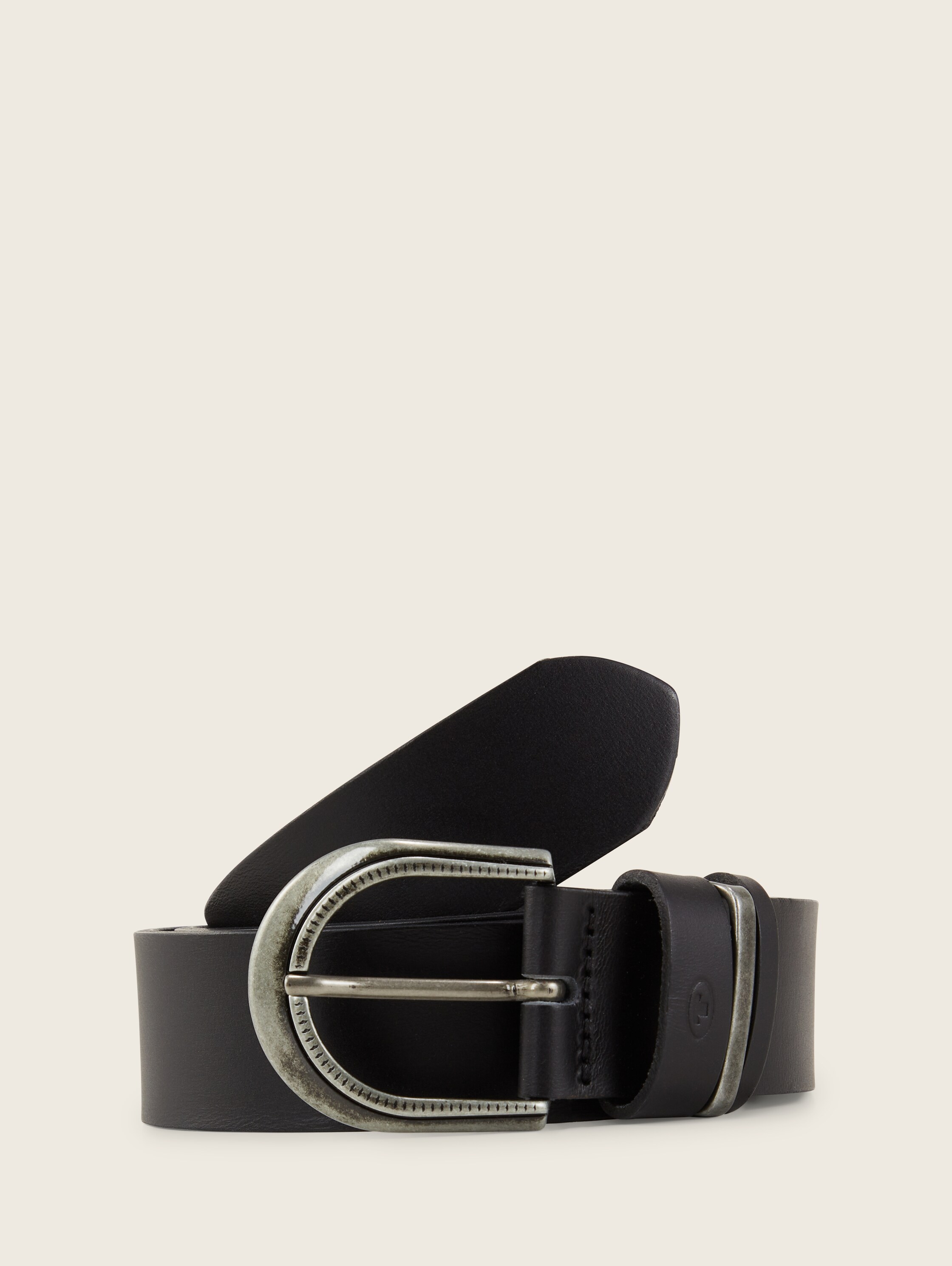 Leren riem met ronde gesp - black uni - Product vooraanzicht