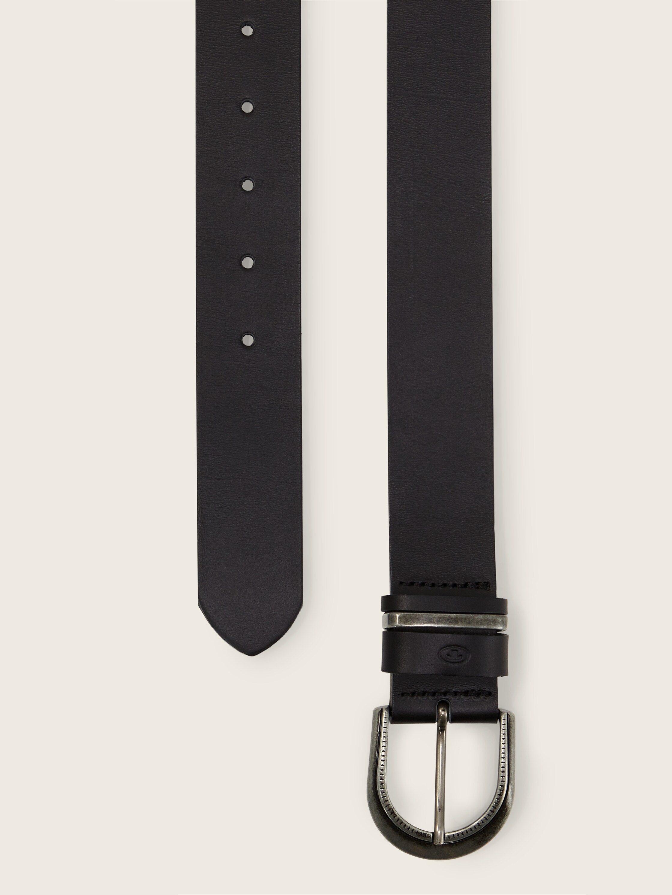 Leren riem met ronde gesp - black uni - Bovenaanzicht product 