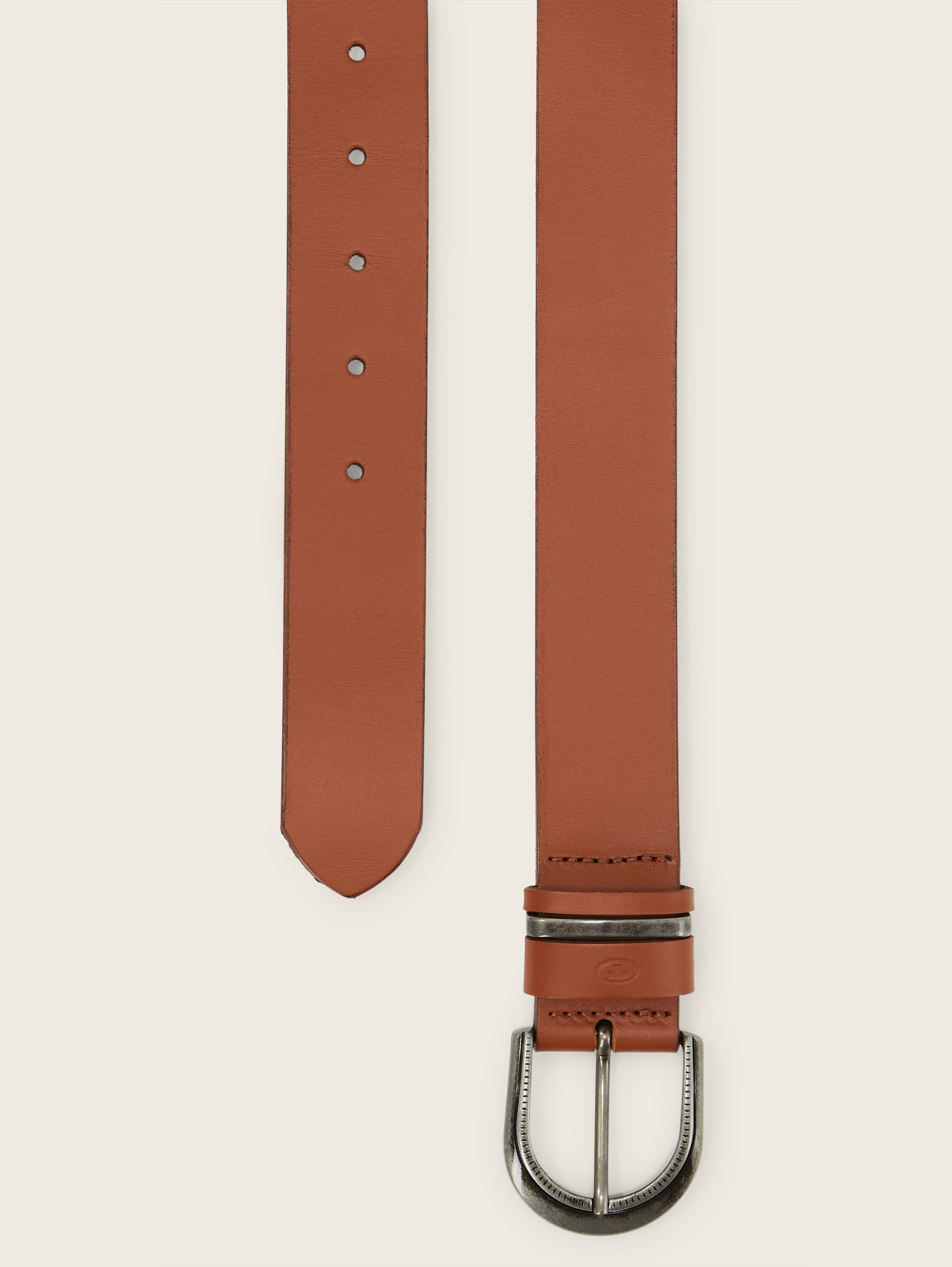 Ceinture en cuir à boucle ardillon arrondie - light brown uni - Vue du produit du haut 