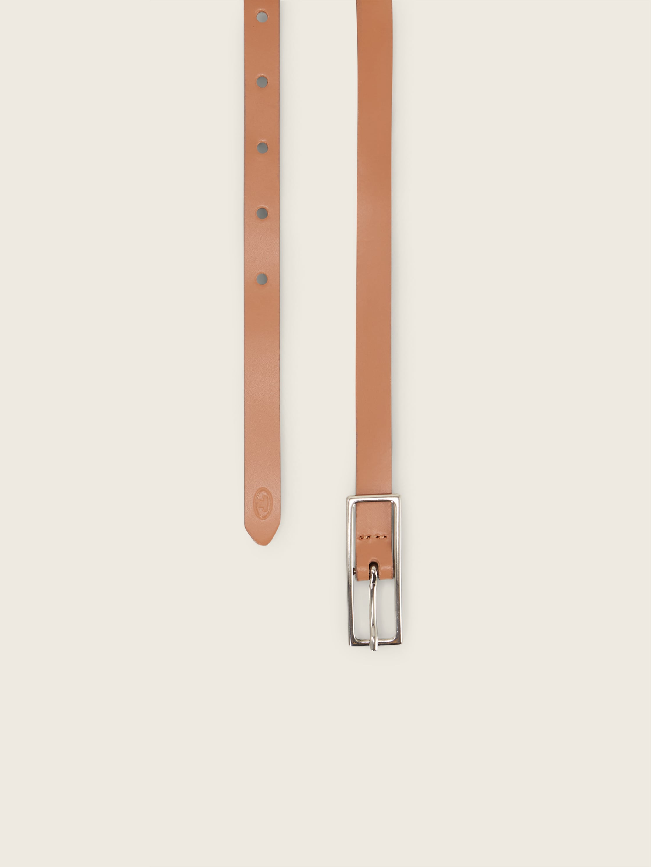 Ceinture fine en cuir - beige - Vue du produit du haut 