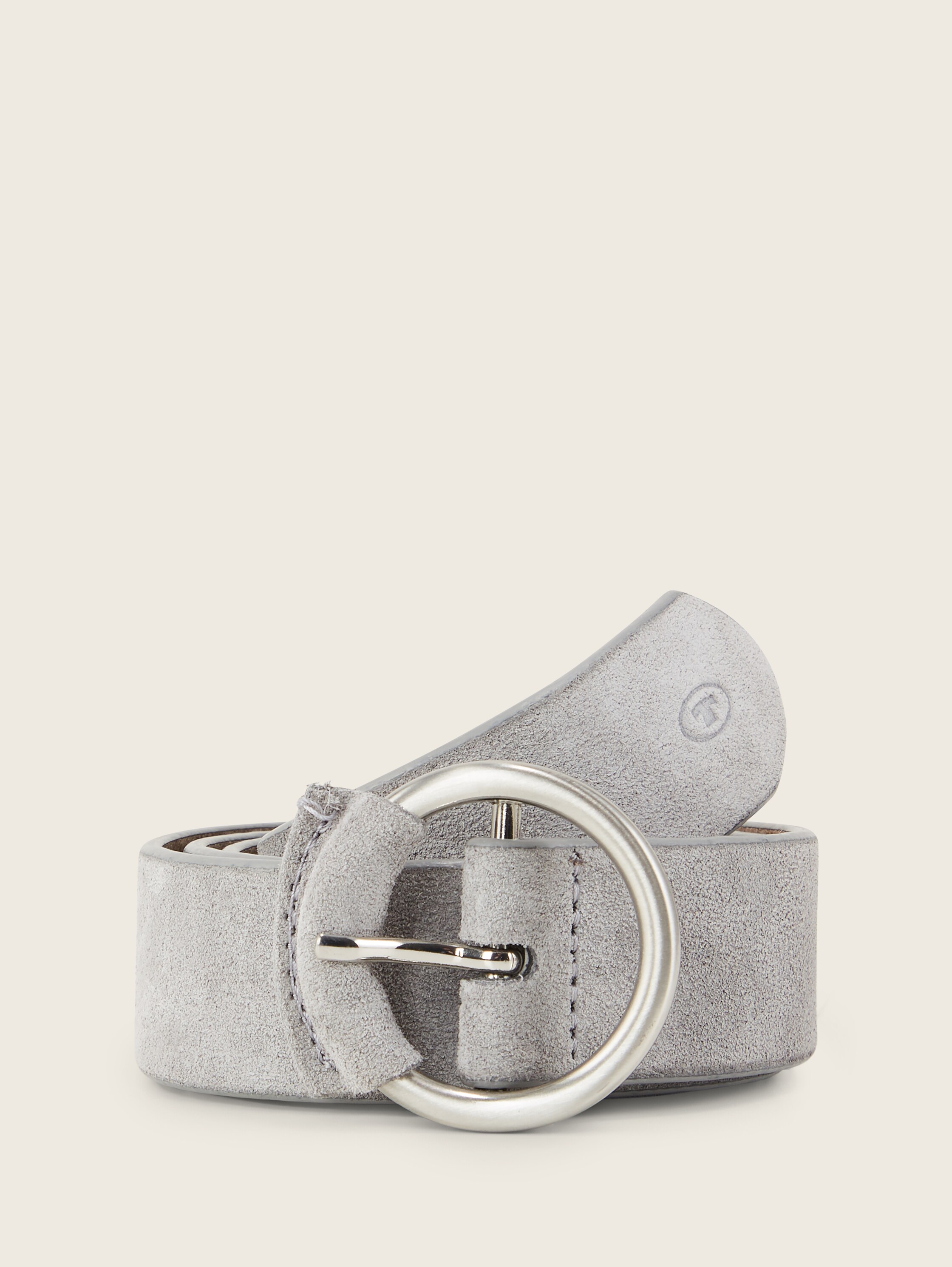TTELFI Velourledergürtel mit runder Dornschließe - grey uni - Vorder-Produkt-Ansicht