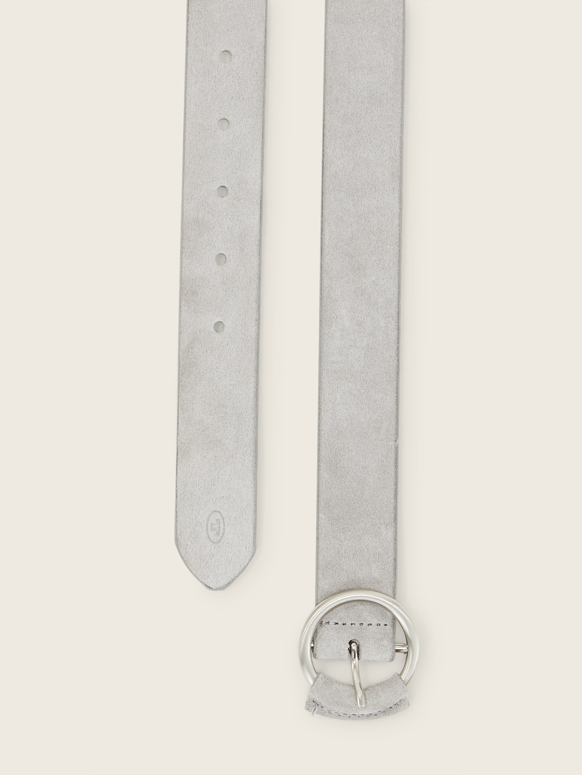 TTELFI Velourledergürtel mit runder Dornschließe - grey uni - Produkt-Ansicht von oben 
