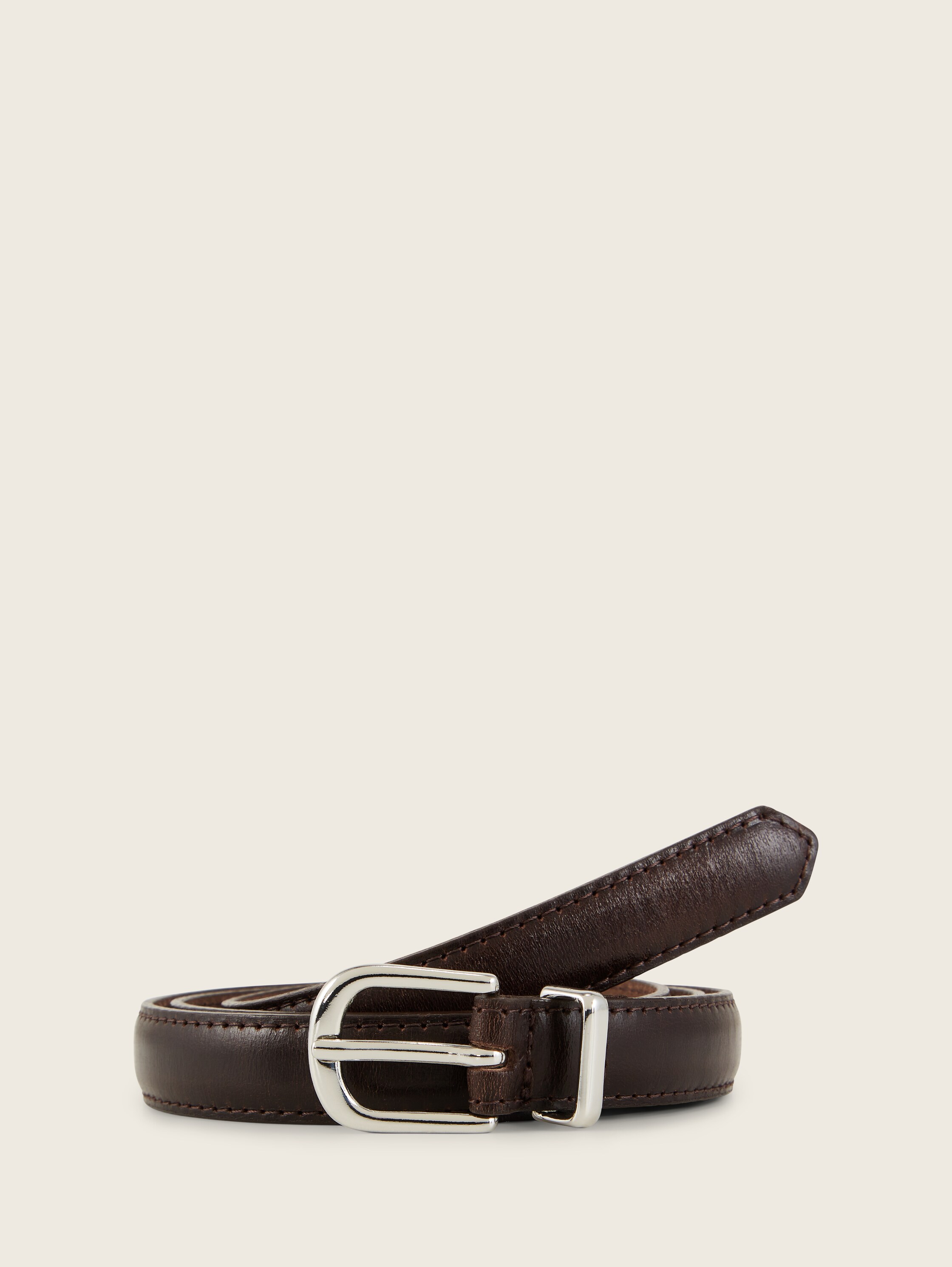 Leather belt - dark brown uni - Front product view