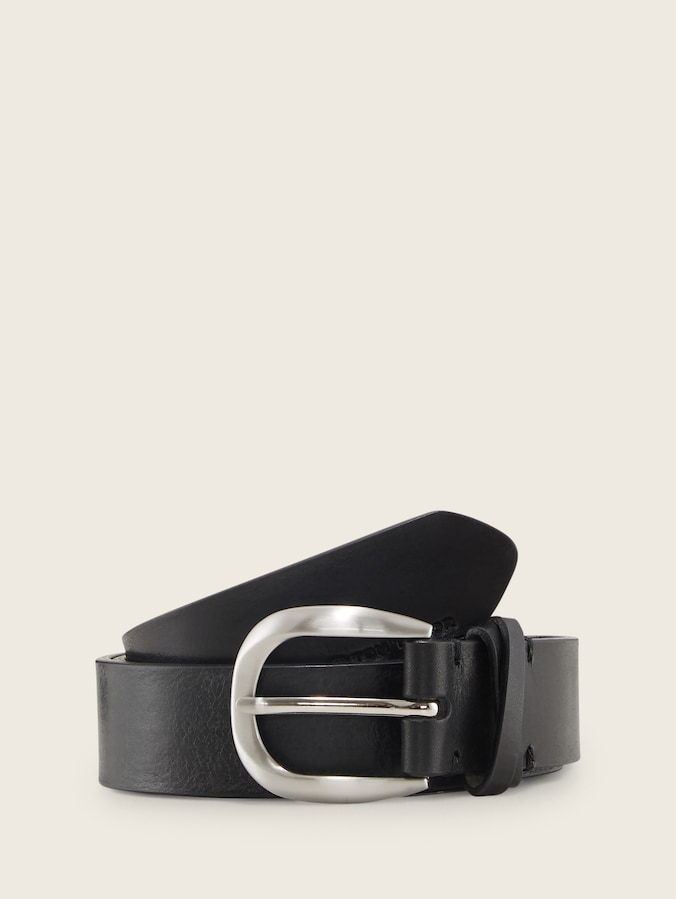 TTNANCY leren riem met afgeronde gesp door Women, black uni