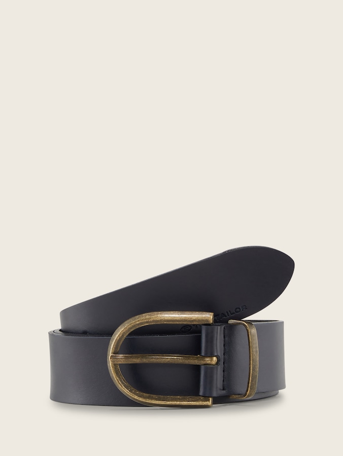 Leren riem met ronde gesp door Women, navy uni