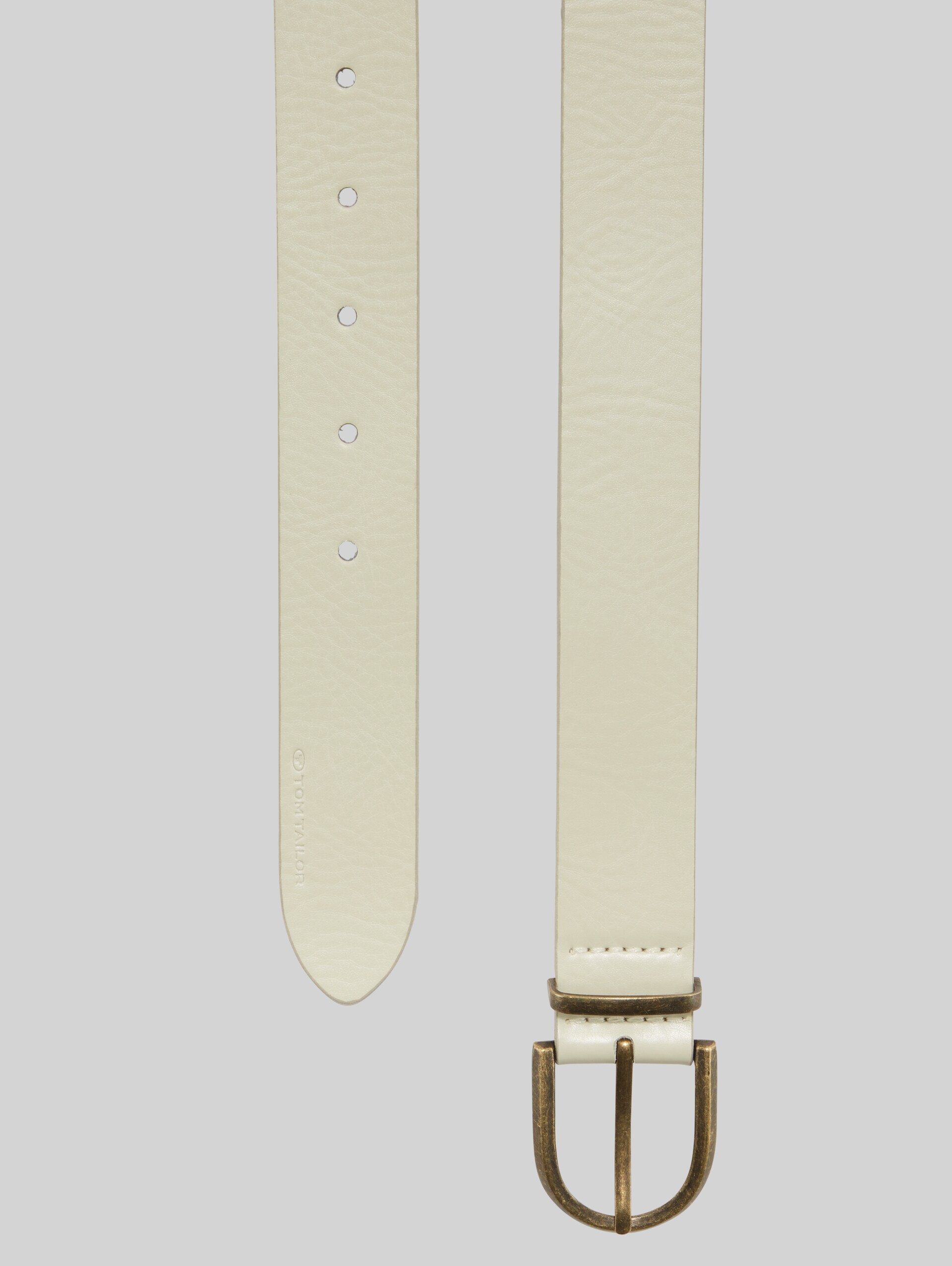 Leather belt with a rounded pin buckle - Off white - Product view from top 