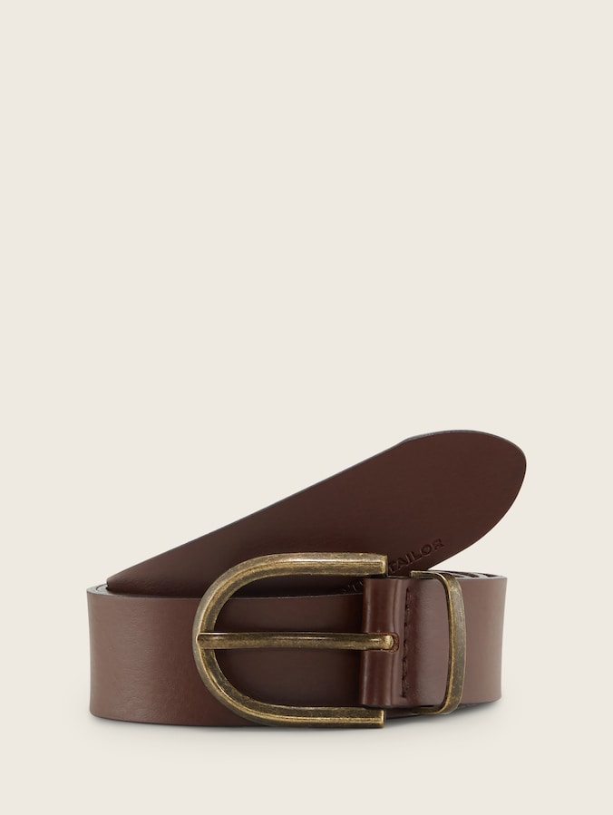 Leren riem met ronde gesp door Women, brown uni