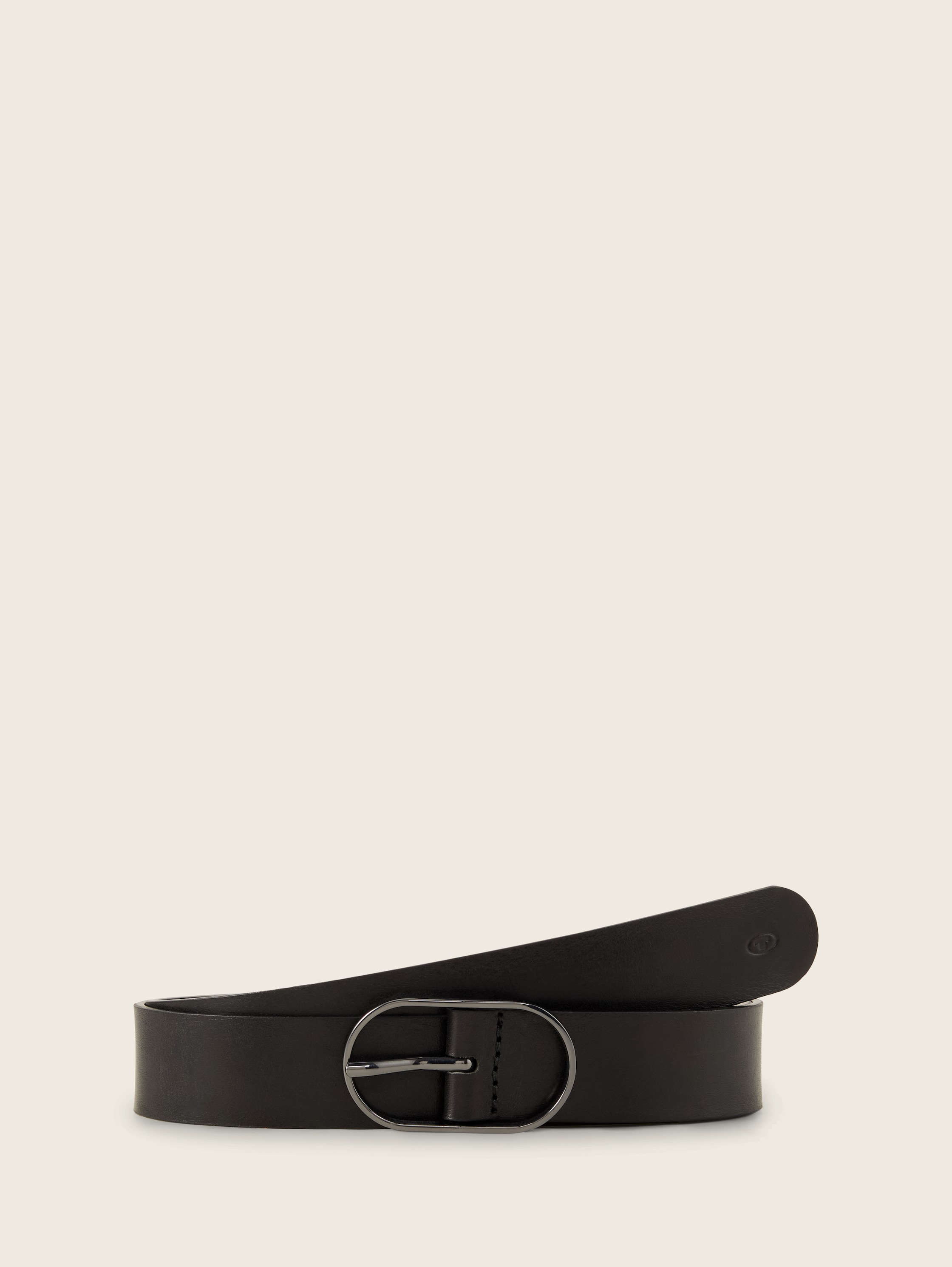 Leren riem met ovale gesp - black uni - Product vooraanzicht