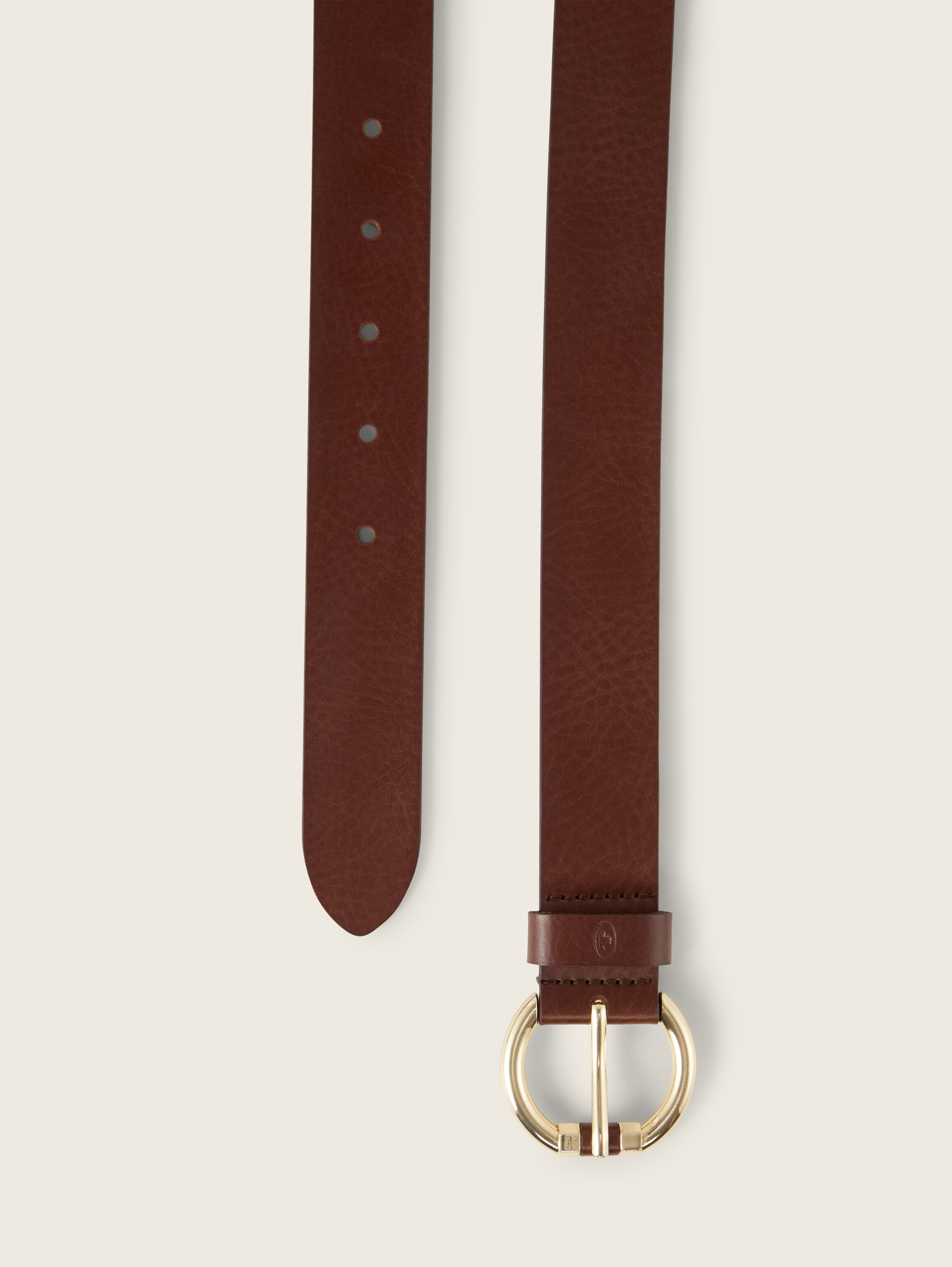 Leren riem met ronde gesp - horizon blue - Bovenaanzicht product 