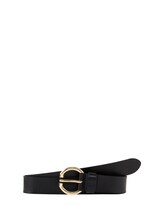 Geselecteerd, Leren riem met ronde gesp door Tom Tailor, zwart