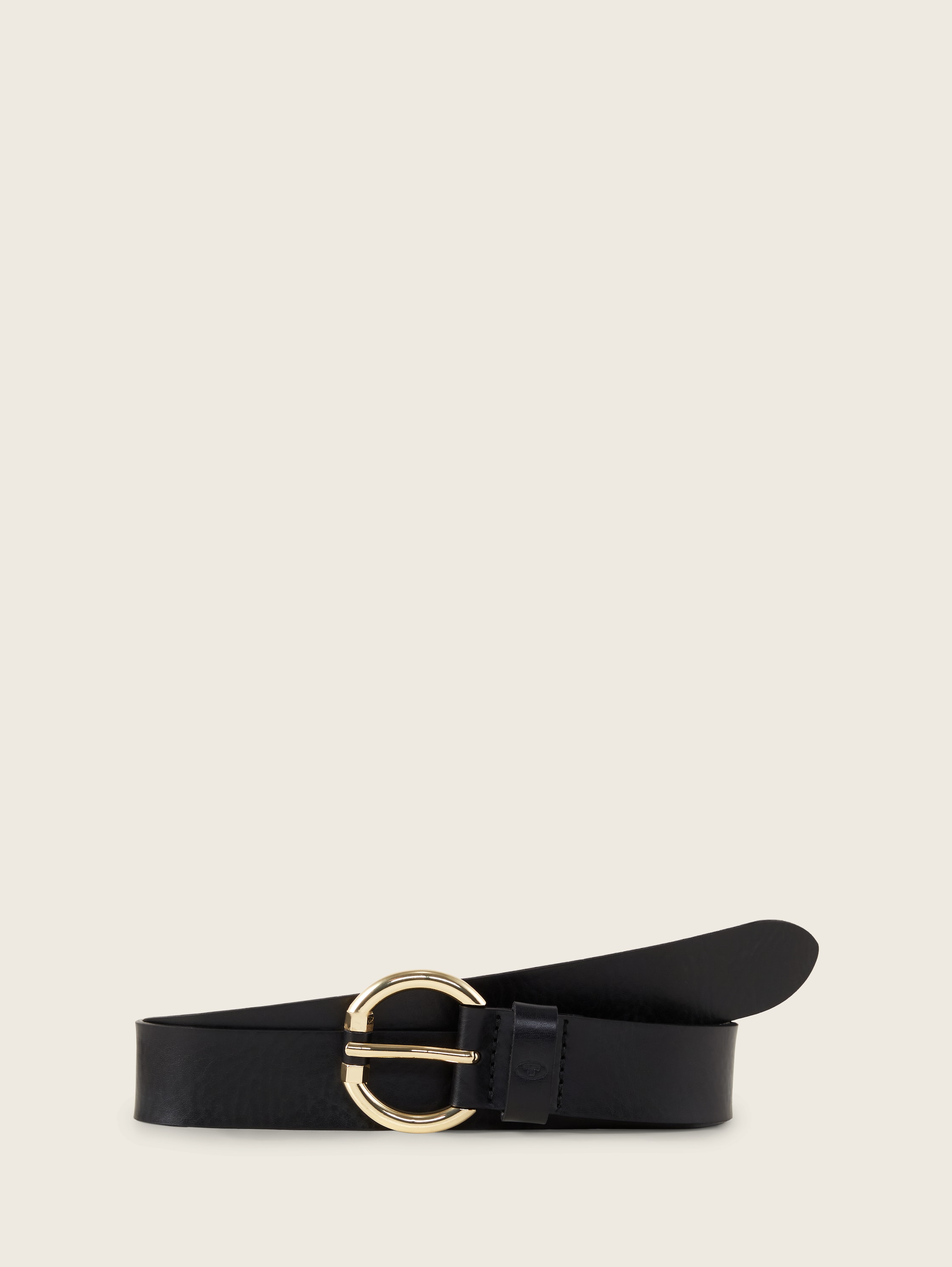 Leren riem met ronde gesp - black uni - Product vooraanzicht