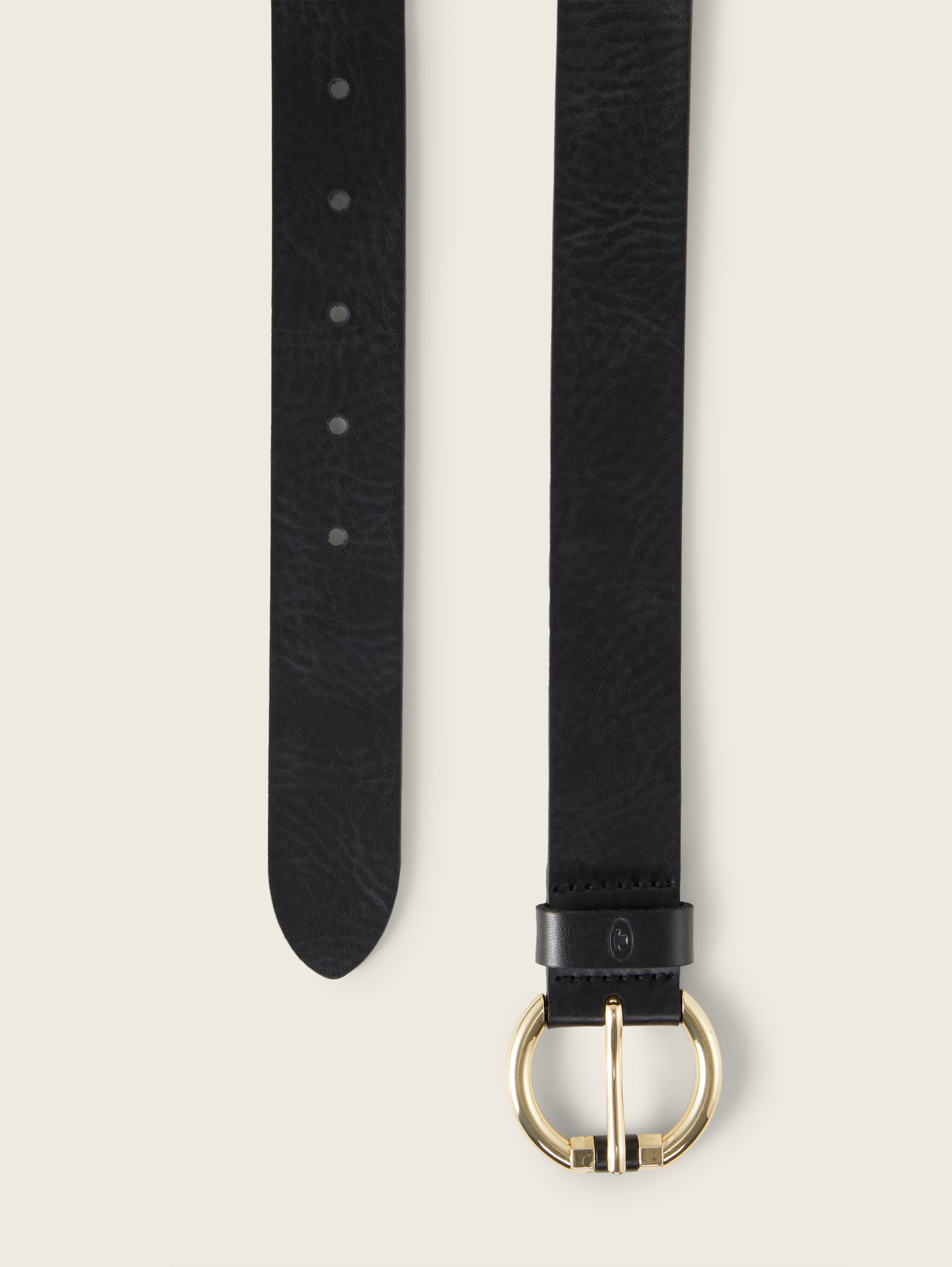 Leren riem met ronde gesp - black uni - Bovenaanzicht product 