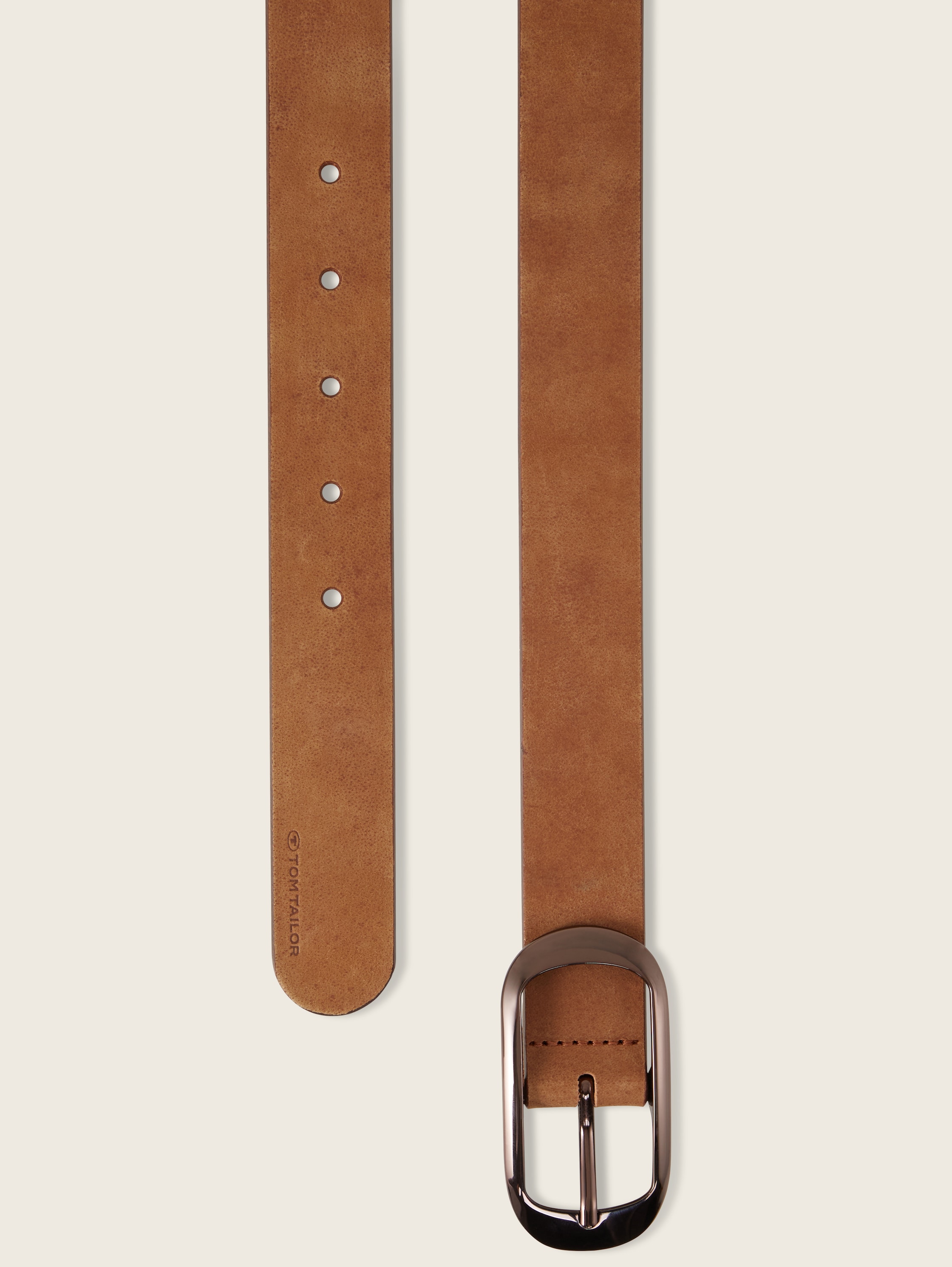 Ledergürtel mit ovaler Dornschließe - taupe uni - Produkt-Ansicht von oben 