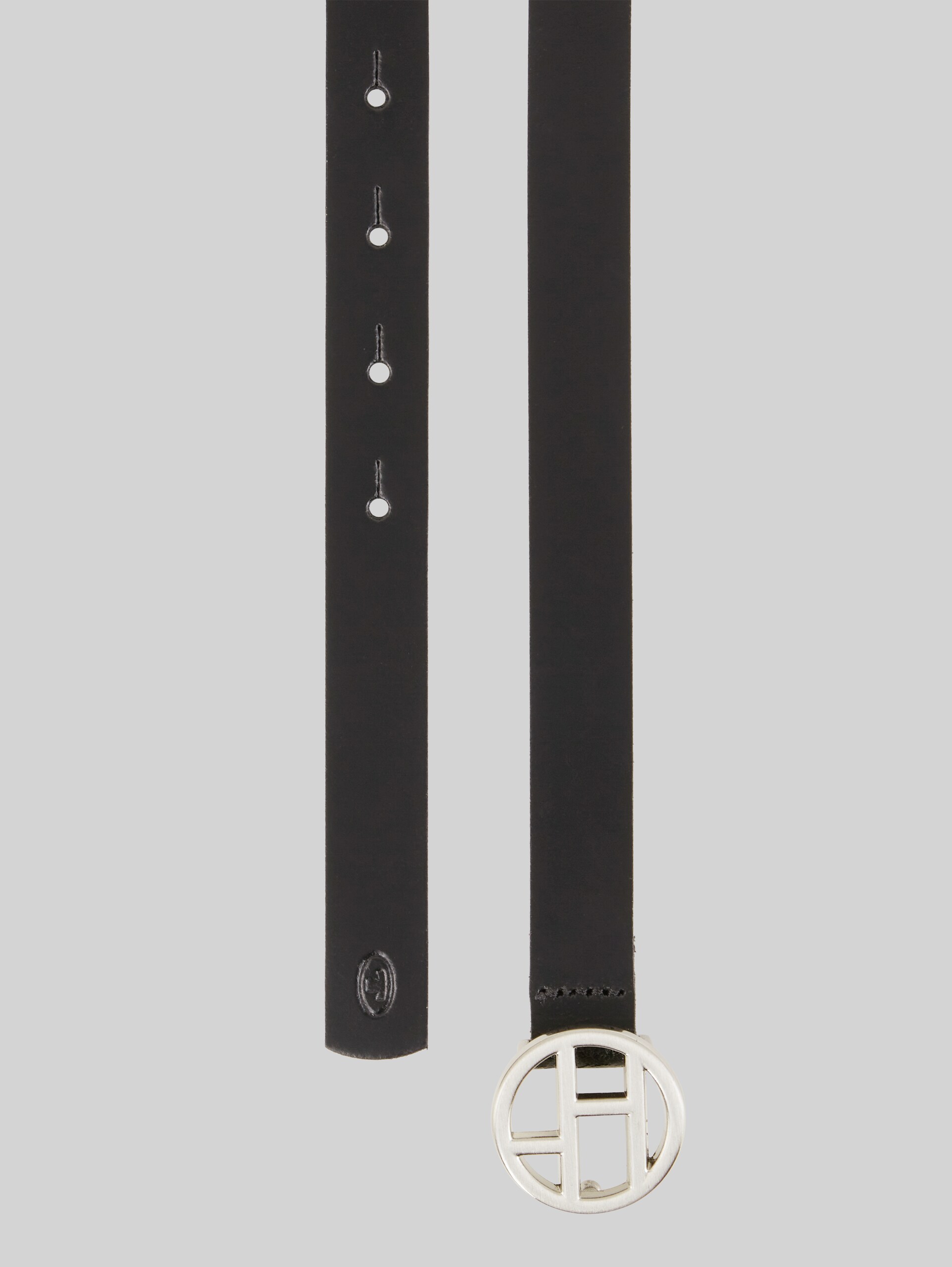 Leather belt with a round pin buckle - black uni - Product view from top 