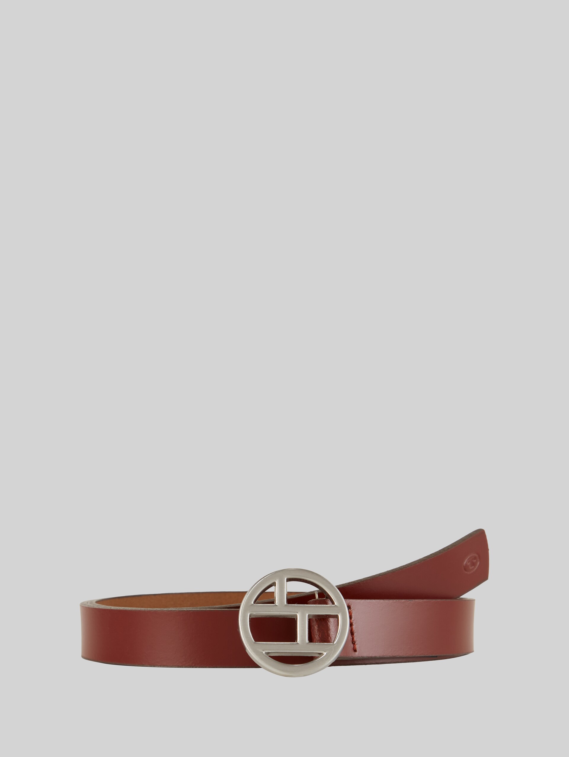 Leather belt with a round pin buckle - light brown uni - Front product view