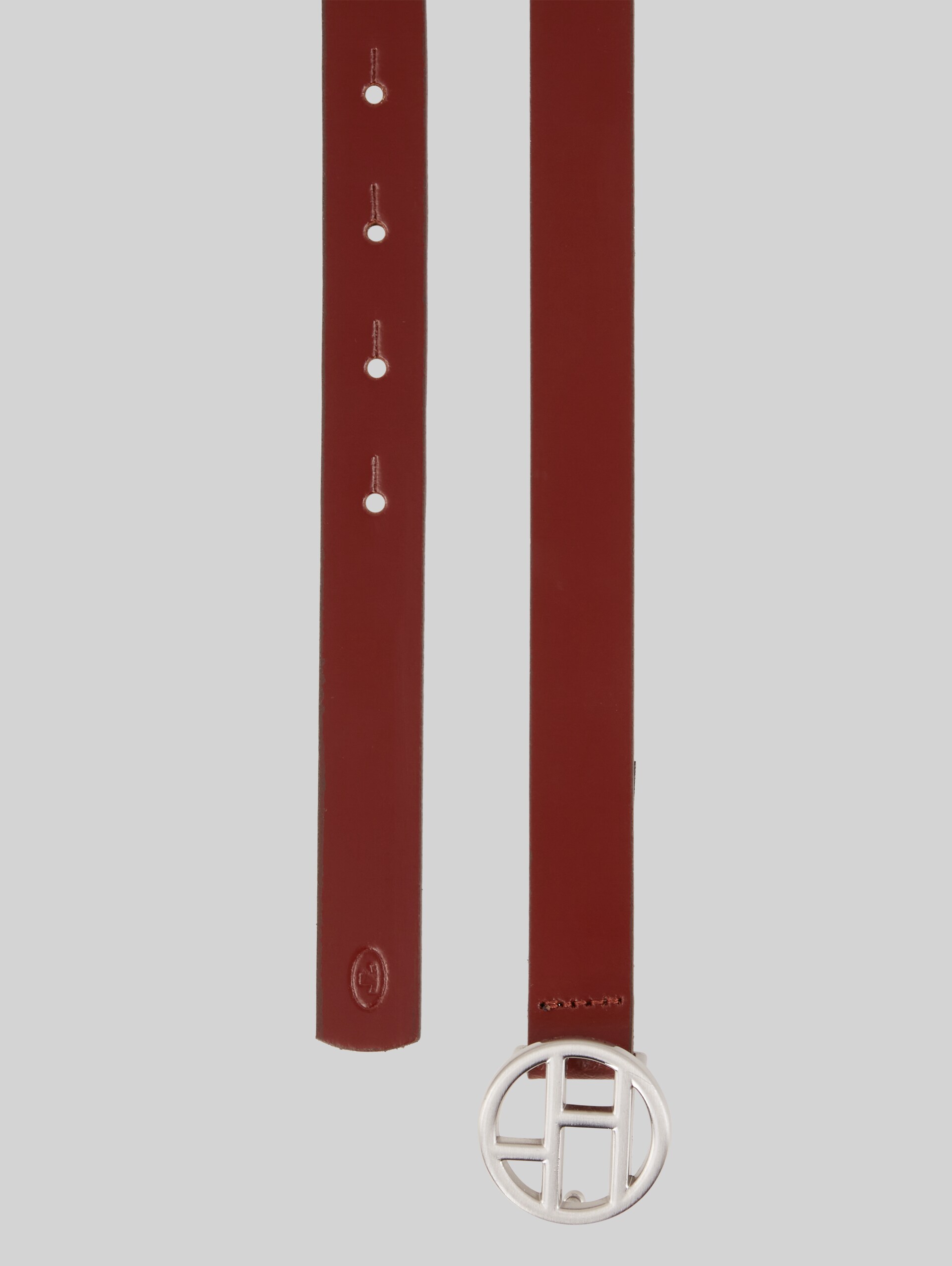 Leather belt with a round pin buckle - light brown uni - Product view from top 