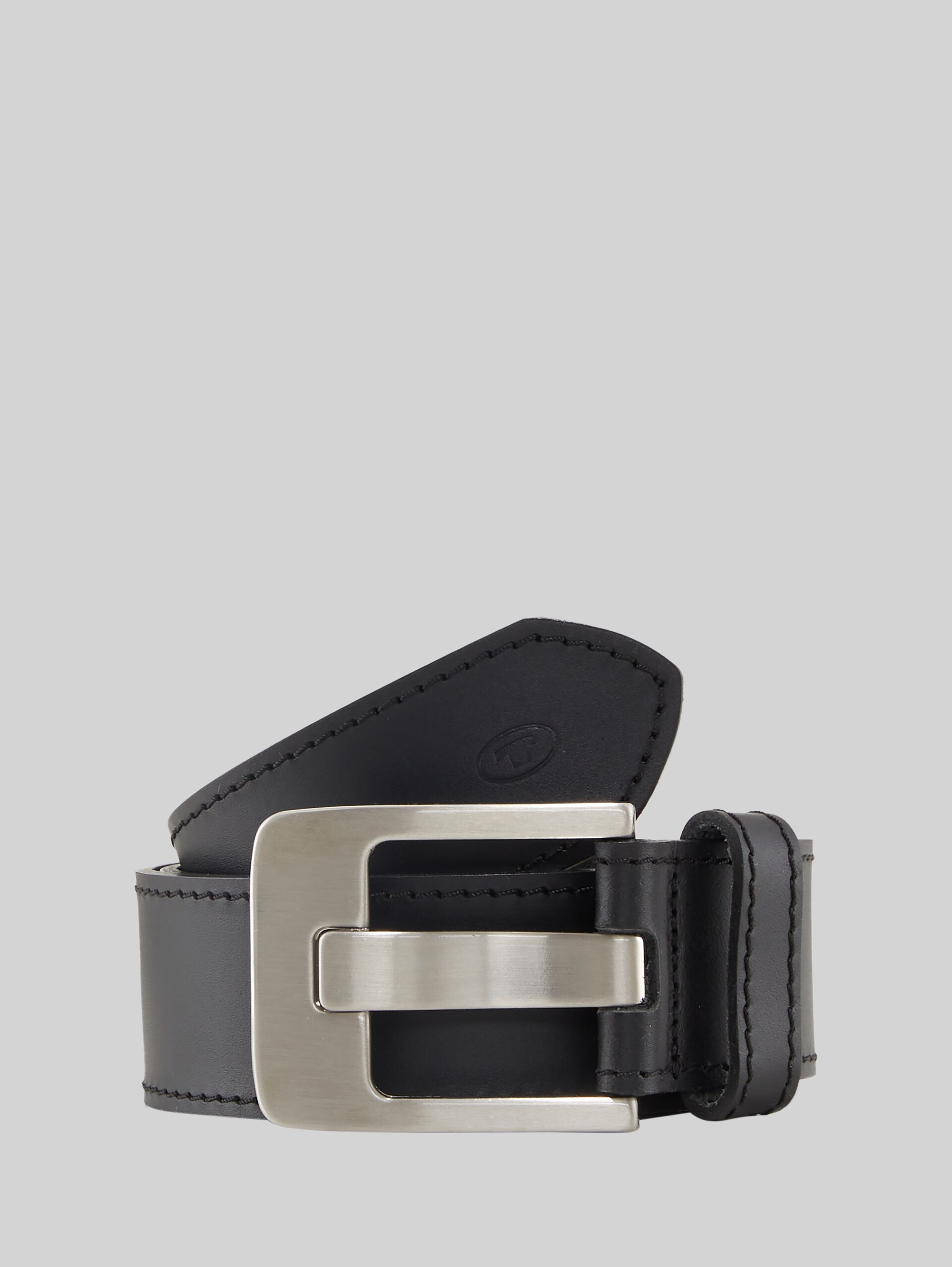 Leather belt with a square pin buckle - black uni - Front product view