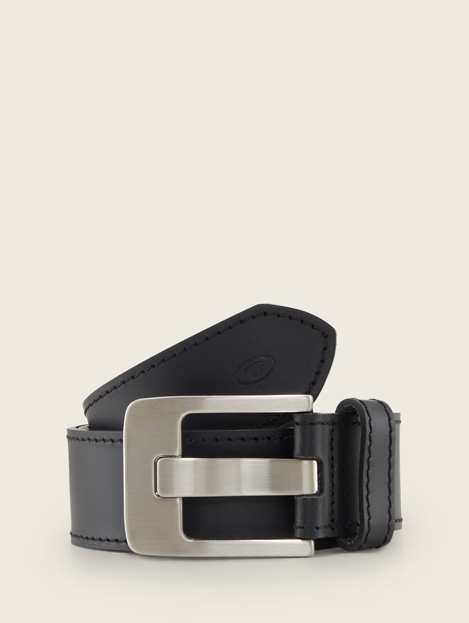 Lederen riem met vierkante gesp door Women, black uni