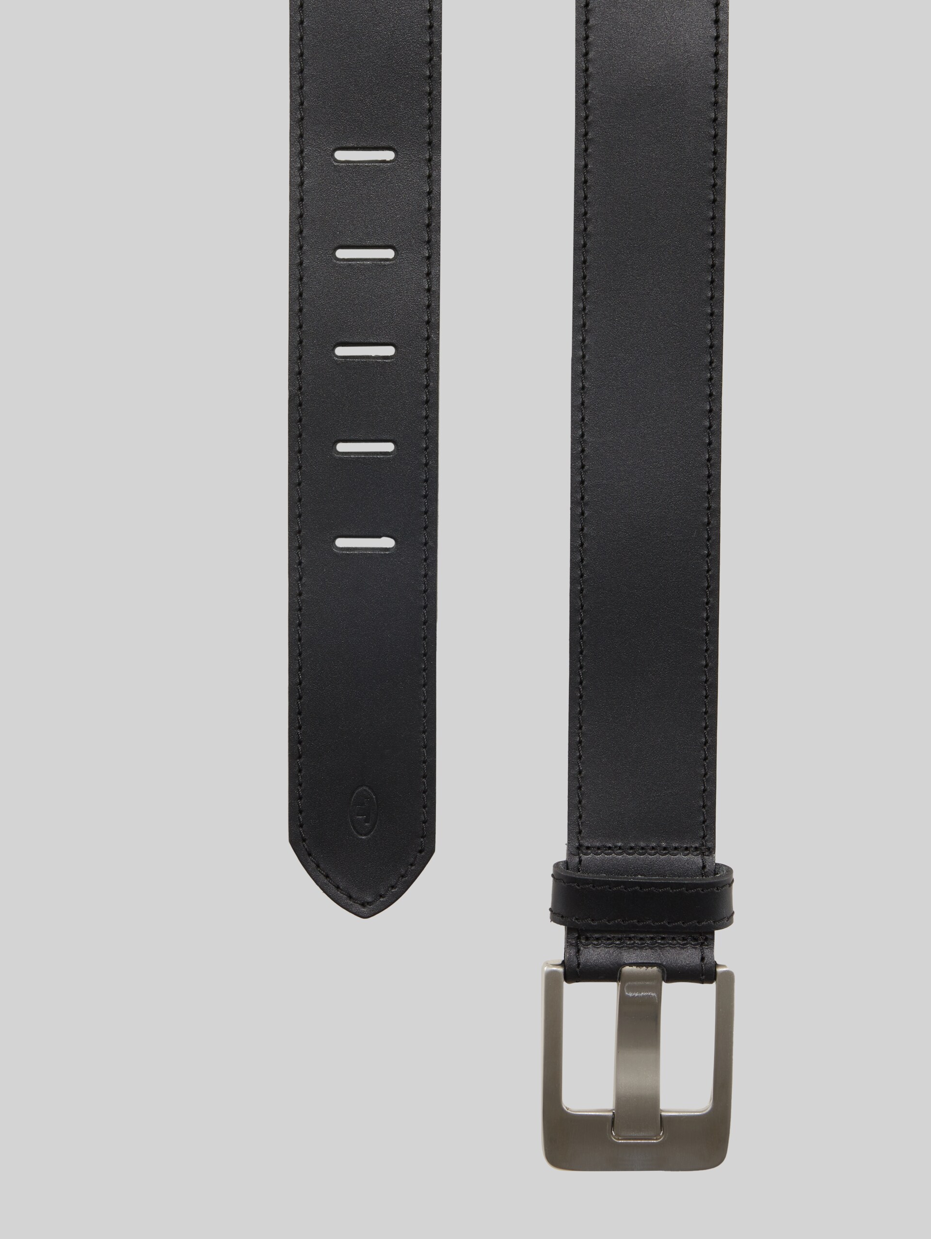 Leather belt with a square pin buckle - black uni - Product view from top 