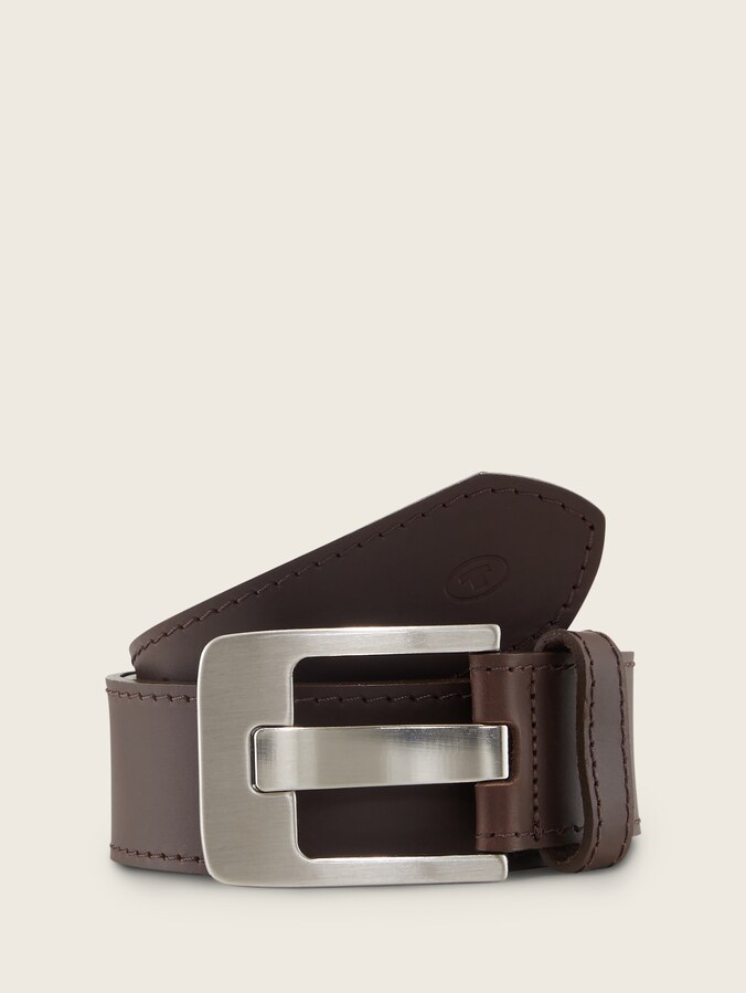 Lederen riem met vierkante gesp door Women, brown uni