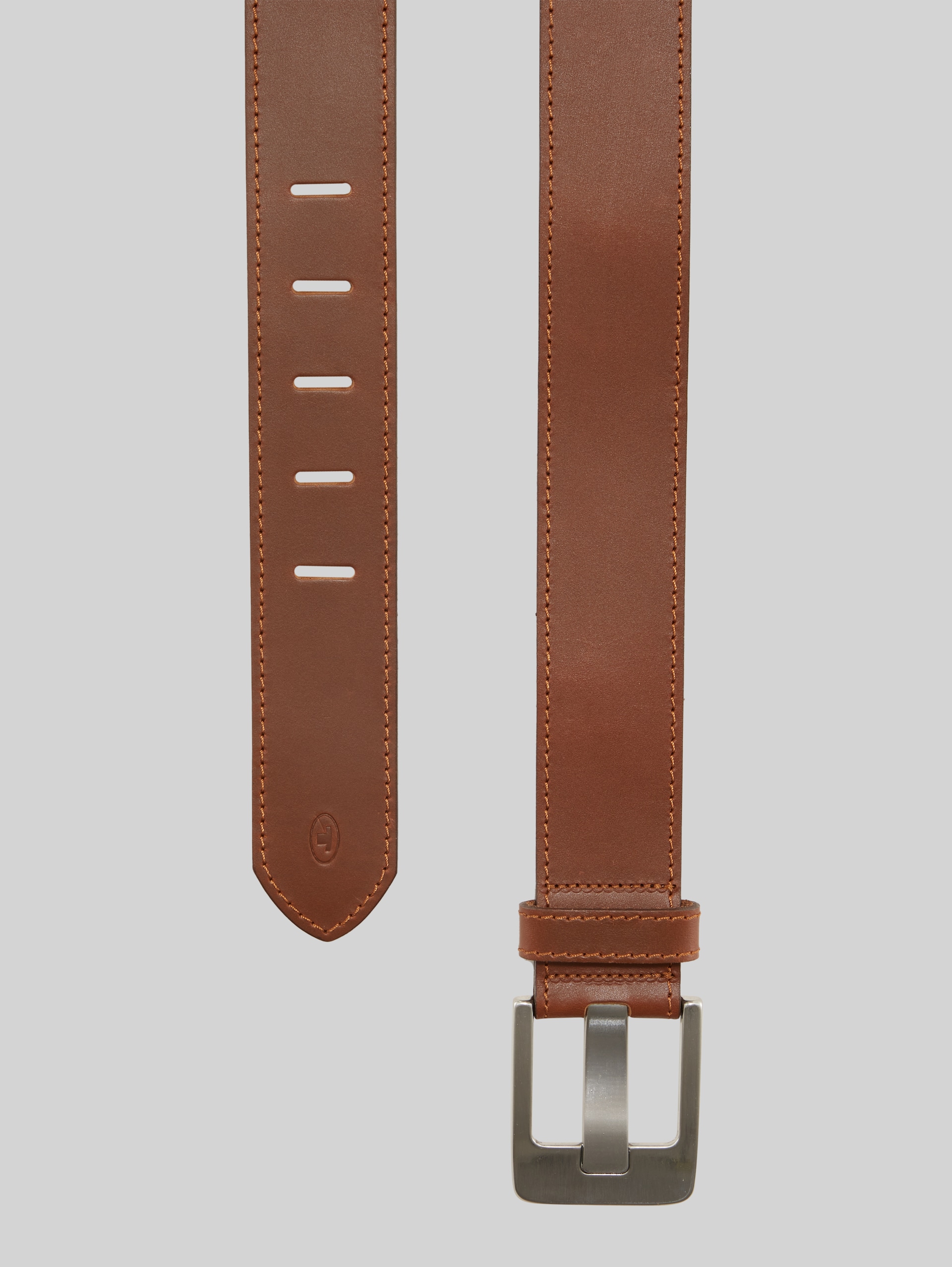 Leather belt with a square pin buckle - light brown uni - Product view from top 