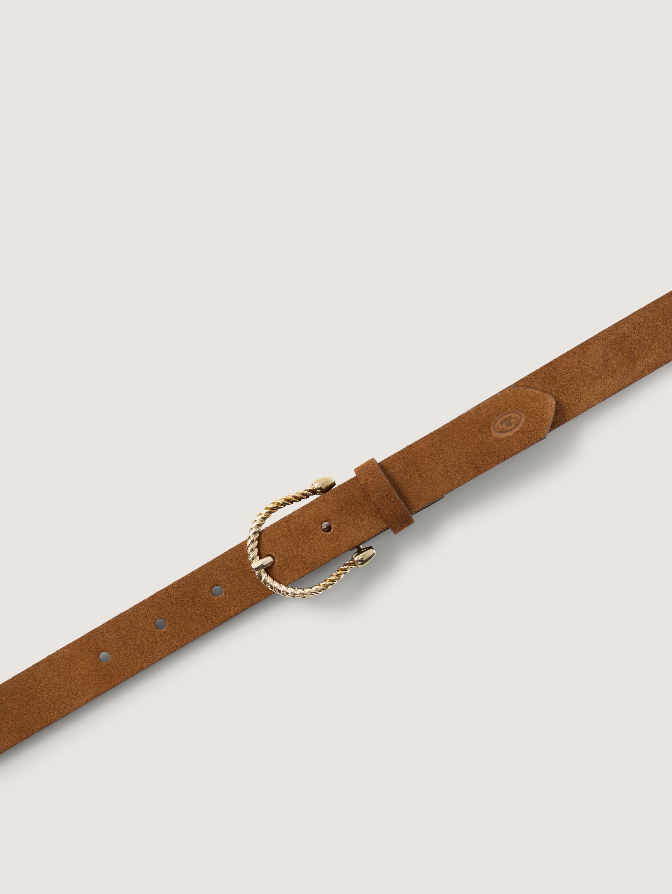 TTSIENNA schmaler Velourledergürtel mit abgerundeter Dornschließe - light_brown_uni - 