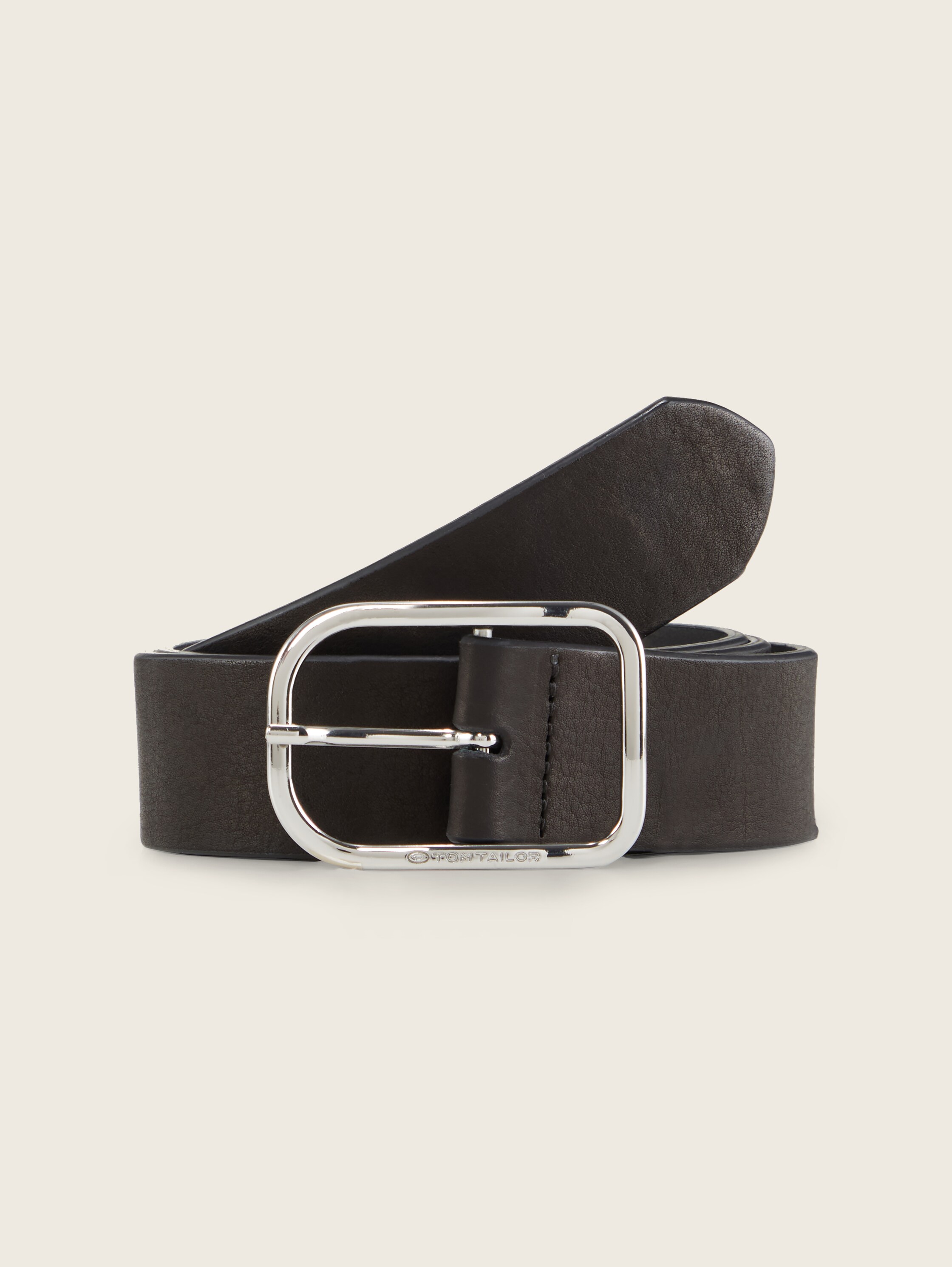 TTHELEN leren riem met afgeronde gesp - black_uni - 